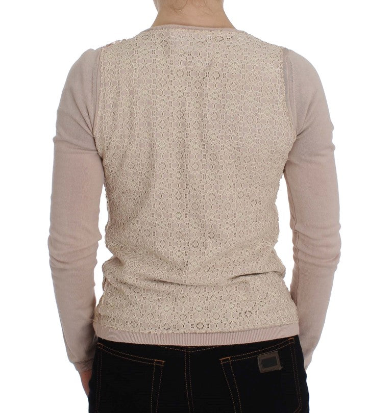 Elegant Pink Wrap Sweater Cotton Knit - ventzia