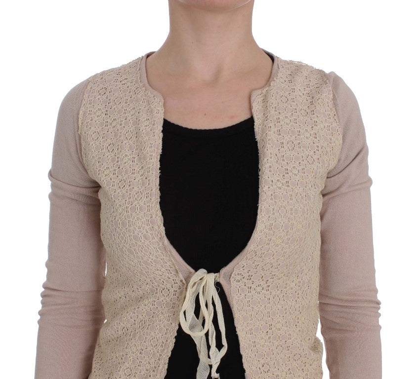 Elegant Pink Wrap Sweater Cotton Knit - ventzia