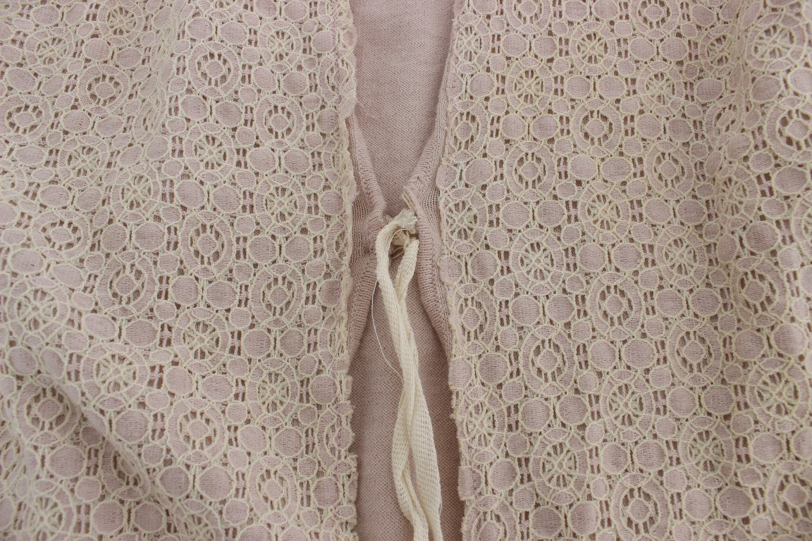 Elegant Pink Wrap Sweater Cotton Knit - ventzia