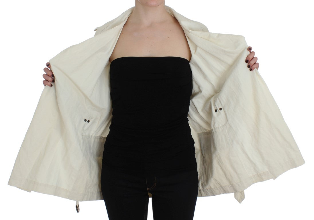 Elegant White Wrap Trench Jacket - ventzia