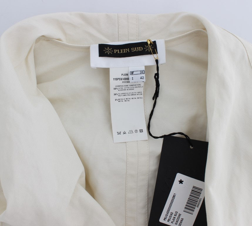 Elegant White Wrap Trench Jacket - ventzia