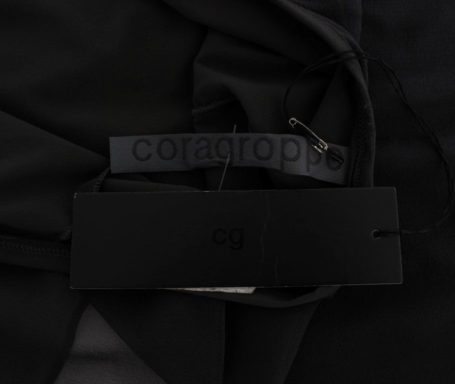 Elegant Halterneck Blouse in Gray and Blue - ventzia