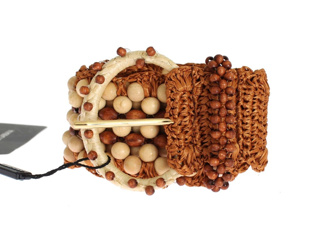 Elegant Beaded Raffia Waist Belt - ventzia