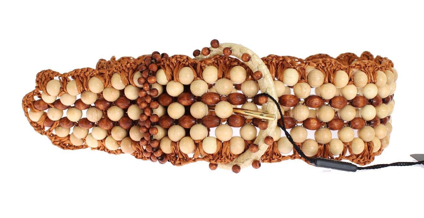 Elegant Beaded Raffia Waist Belt - ventzia