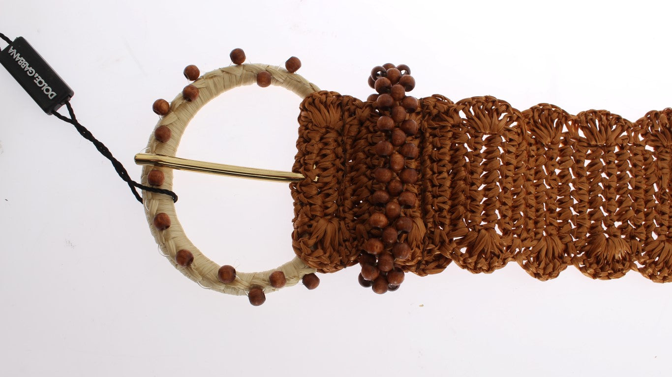 Elegant Beaded Raffia Waist Belt - ventzia