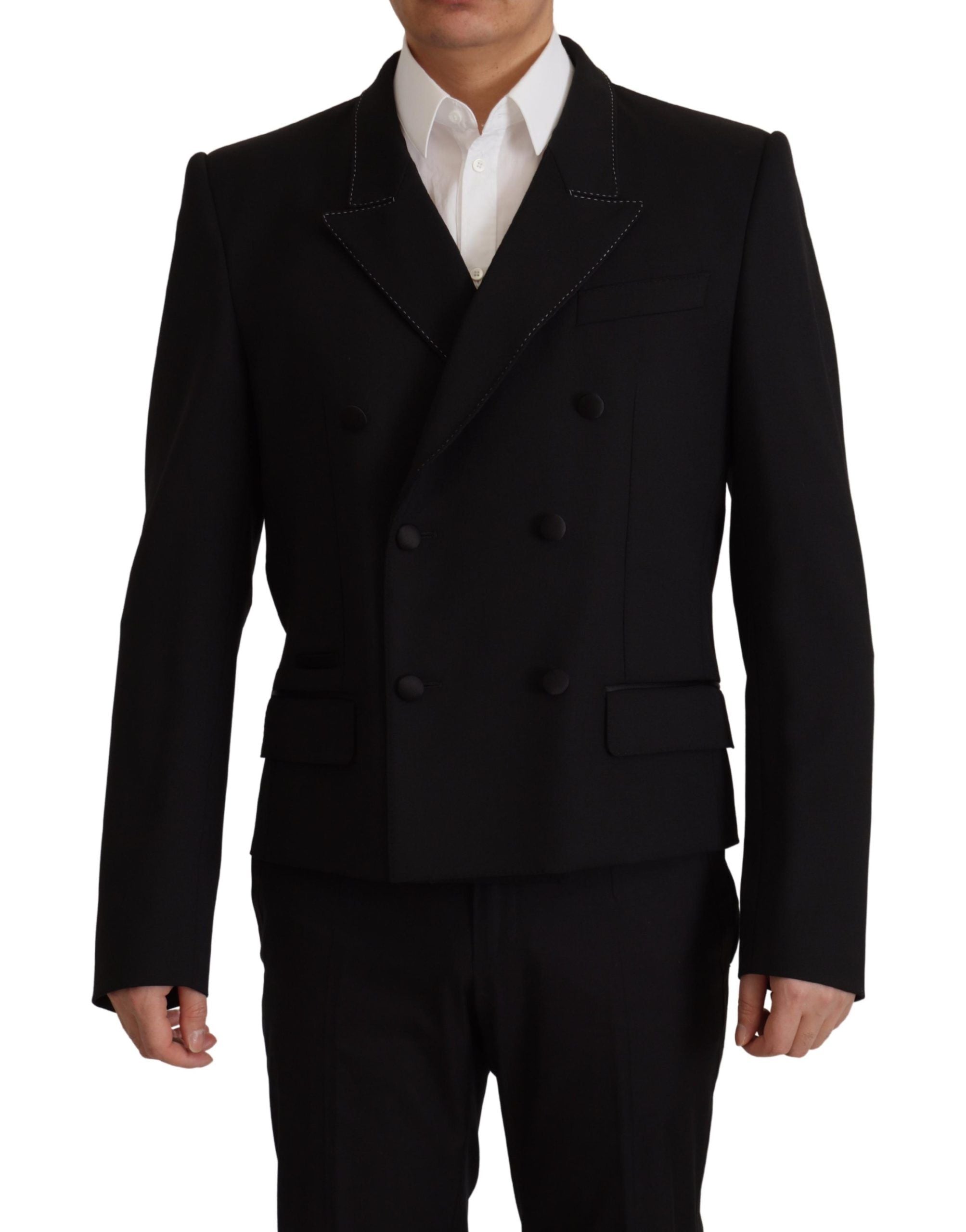 Black Double Breasted Coat Blazer Jacket - ventzia