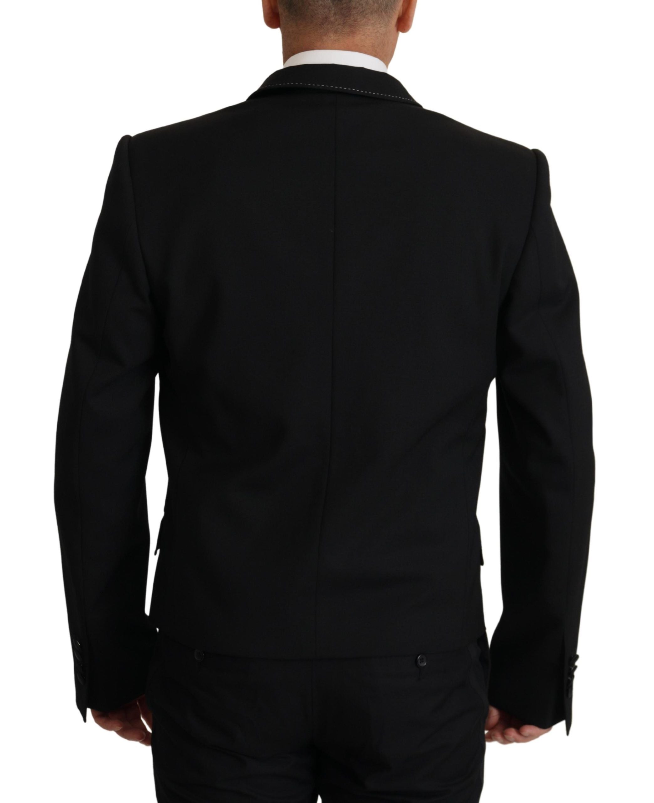 Black Double Breasted Coat Blazer Jacket - ventzia
