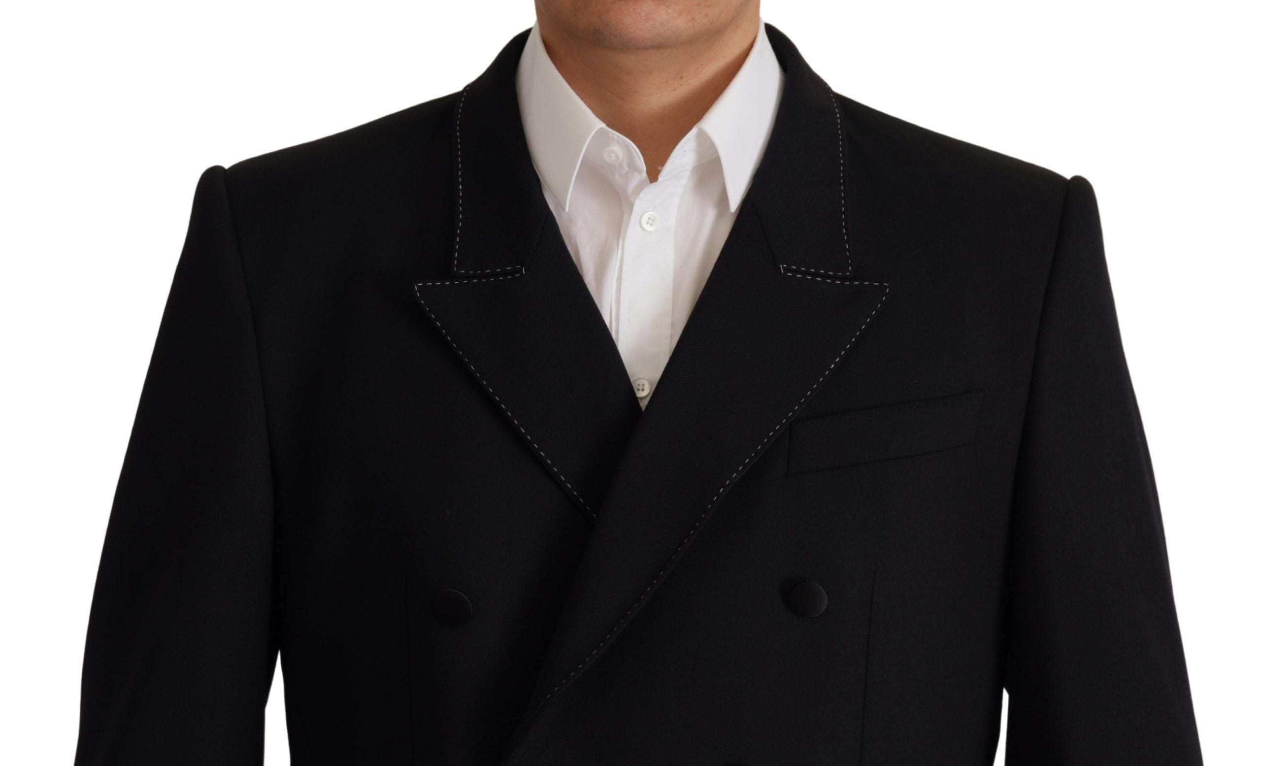 Black Double Breasted Coat Blazer Jacket - ventzia