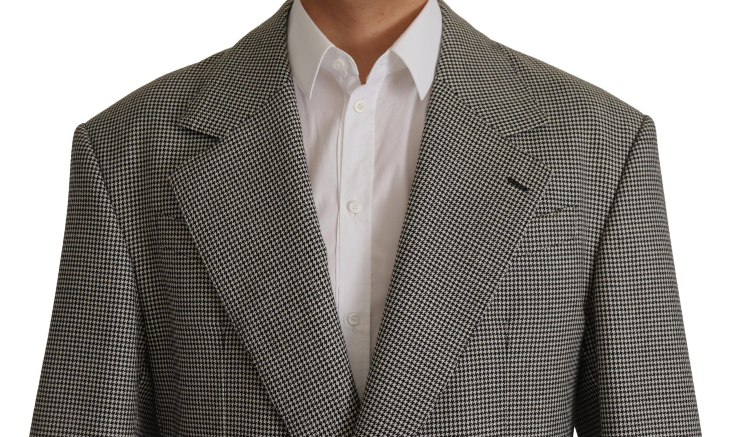 Gray Checkered Single Breasted Jacket Blazer - ventzia