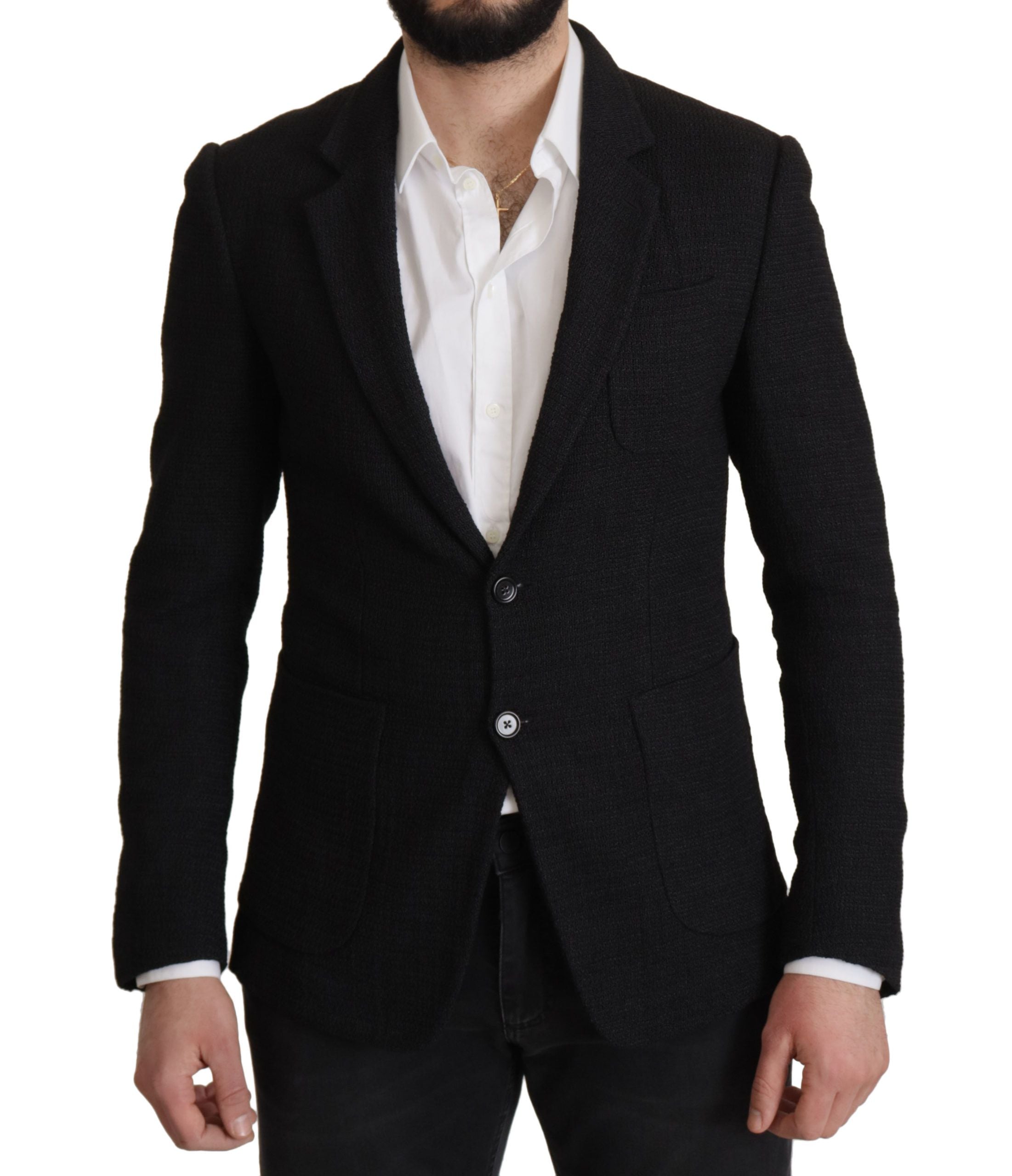 Black Single Breasted Coat Men Blazer - ventzia