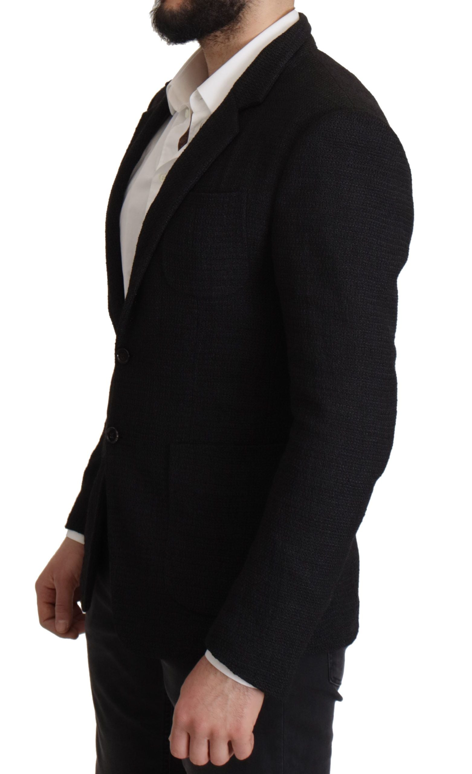 Black Single Breasted Coat Men Blazer - ventzia