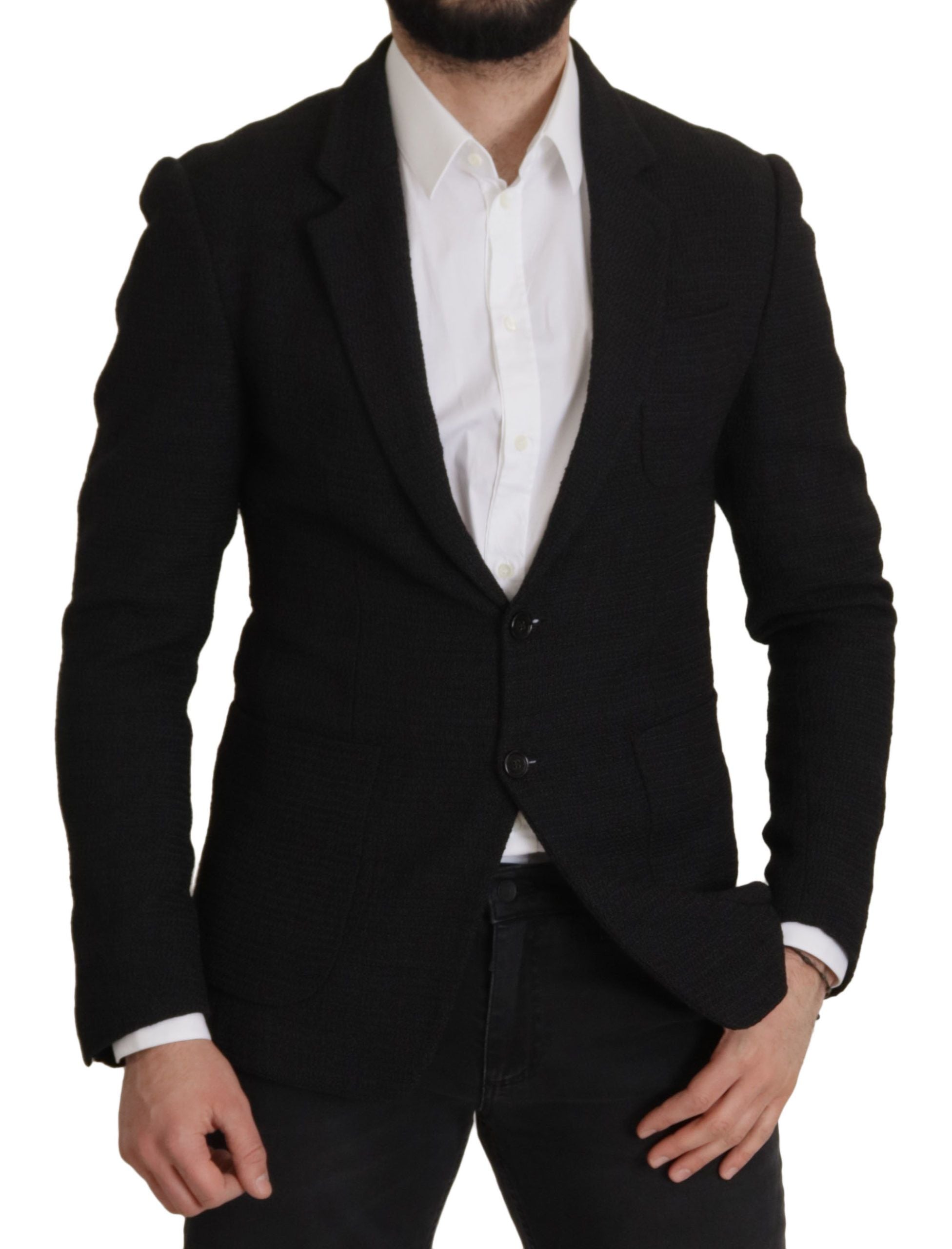 Black Single Breasted Coat Men Blazer - ventzia