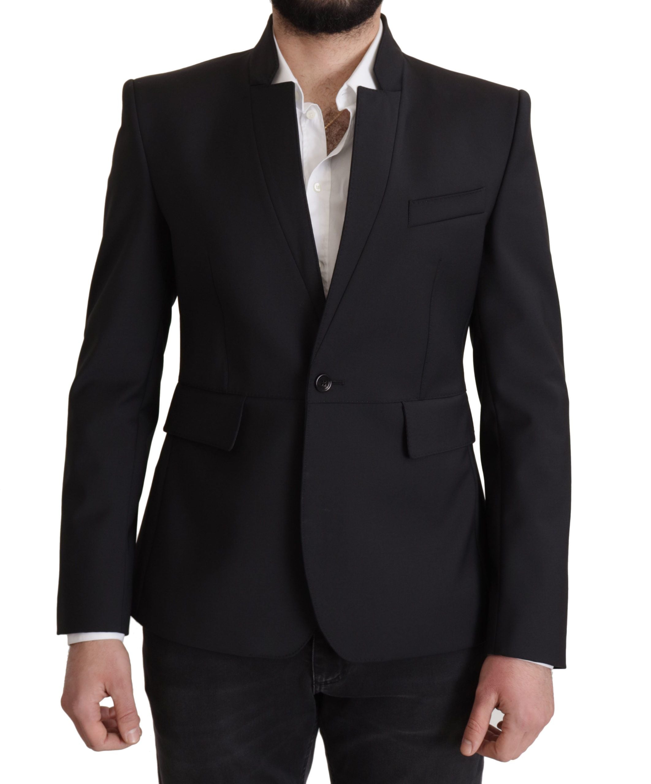 Black Wool Single Breasted Coat Men Blazer - ventzia
