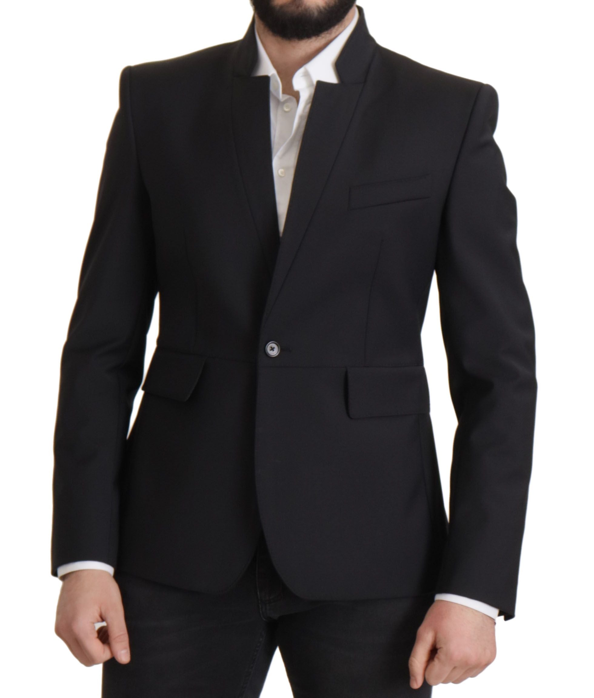 Black Wool Single Breasted Coat Men Blazer - ventzia