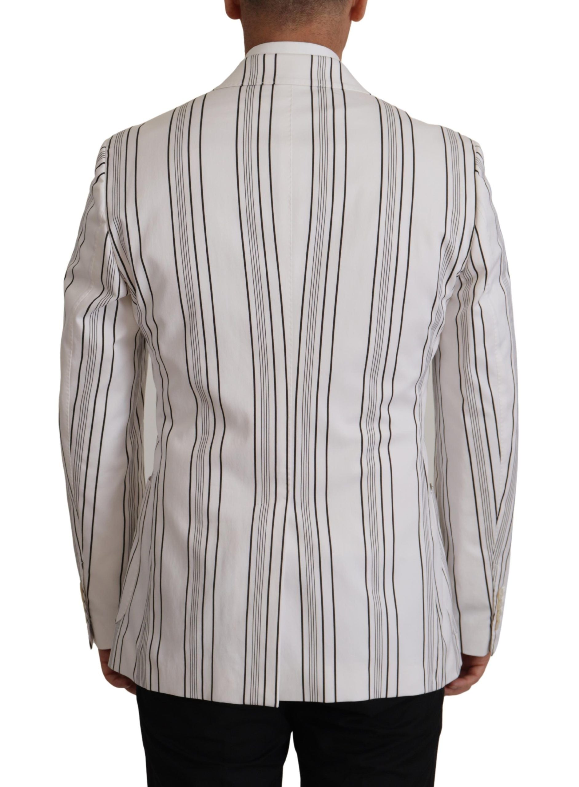 White Stripes Cotton Single Breasted Blazer - ventzia
