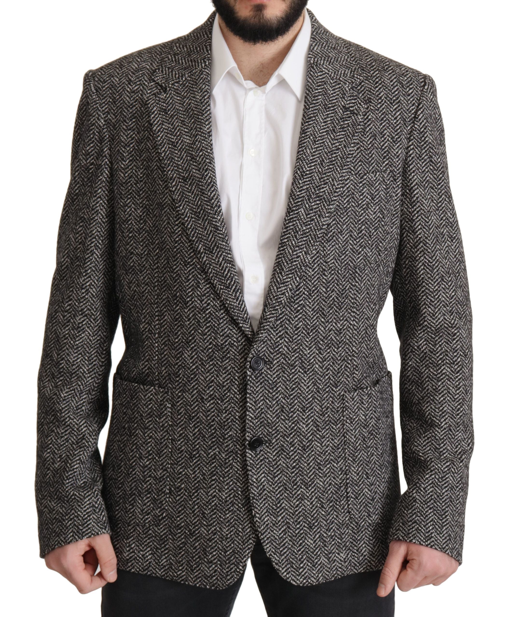 Gray Cotton Single Breasted Fantasy Blazer - ventzia