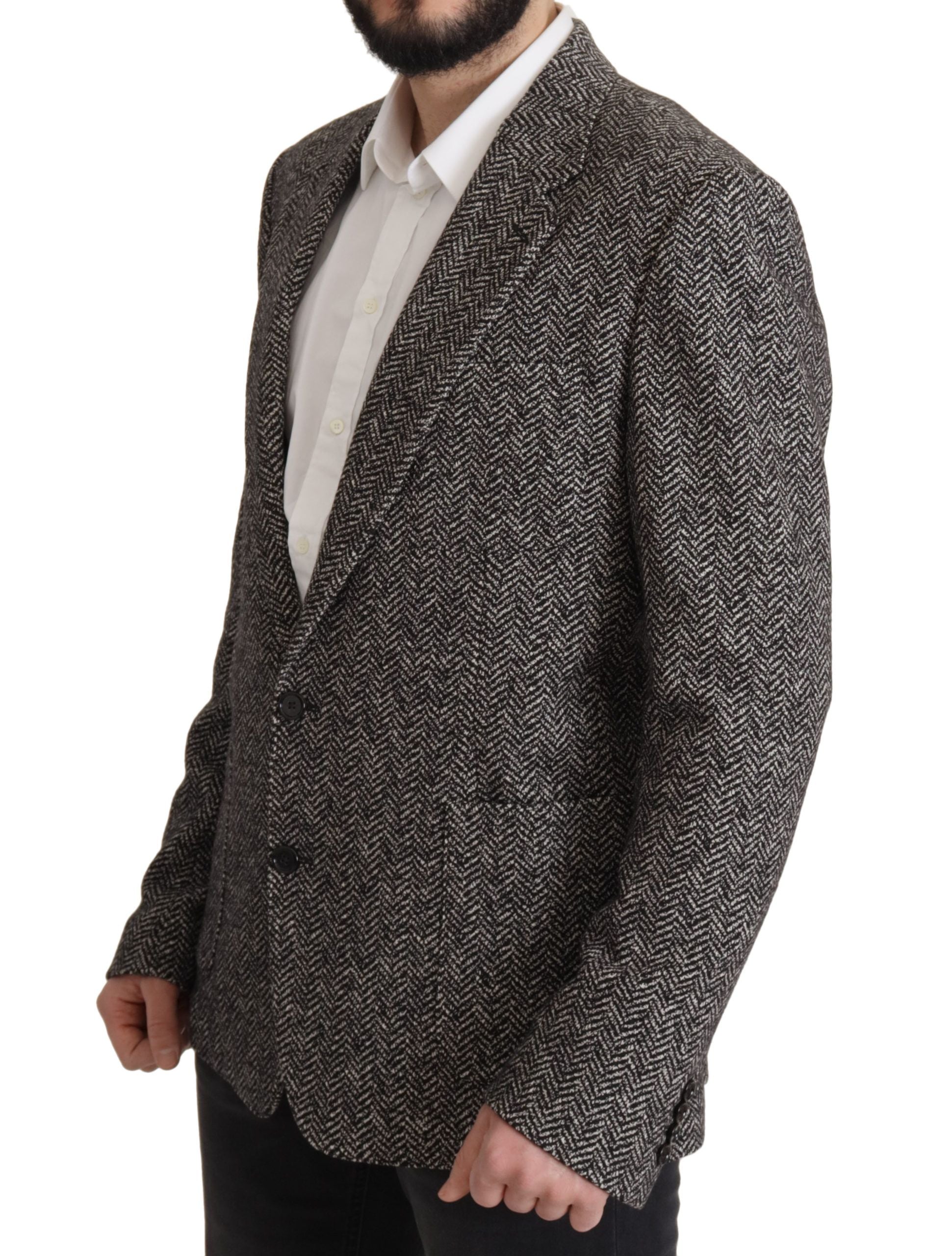 Gray Cotton Single Breasted Fantasy Blazer - ventzia