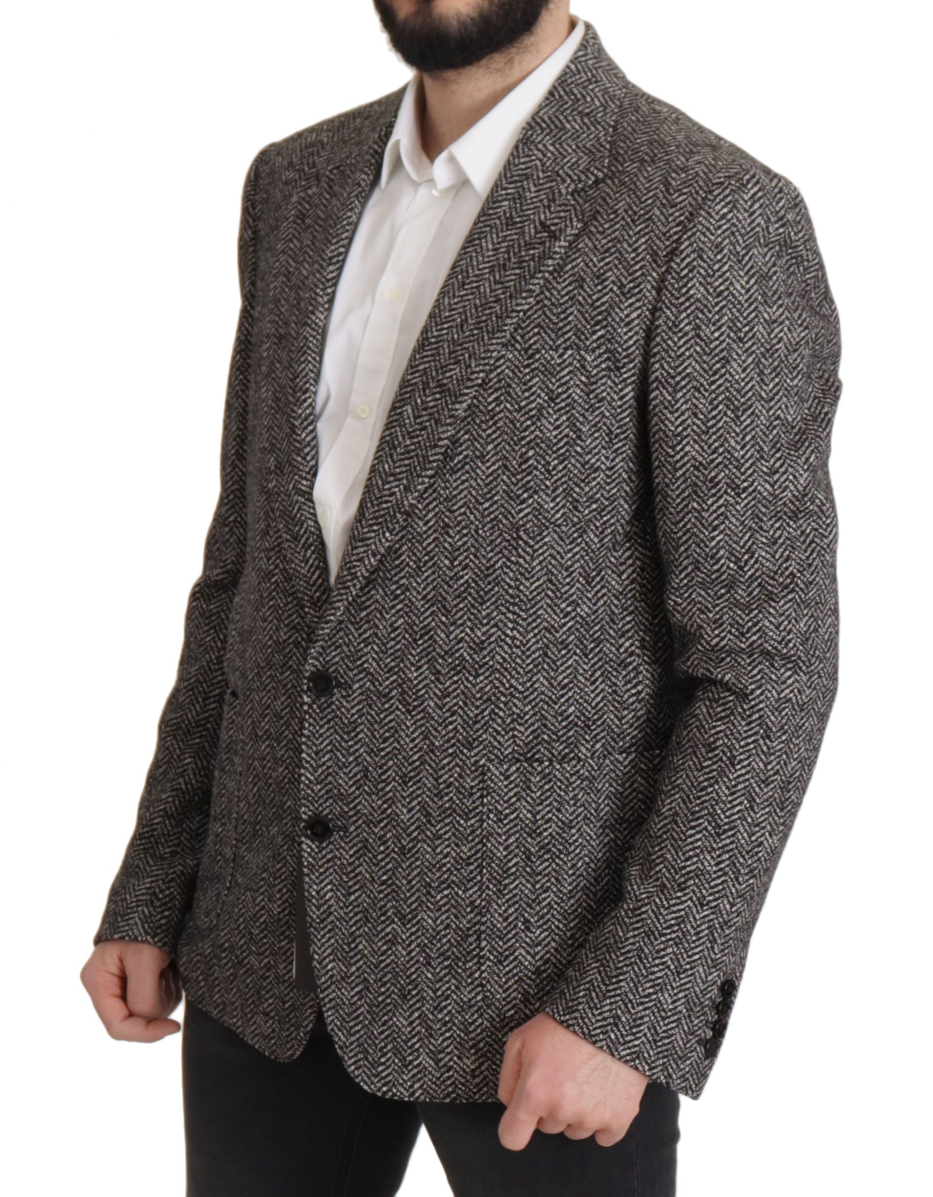 Gray Cotton Single Breasted Fantasy Blazer - ventzia