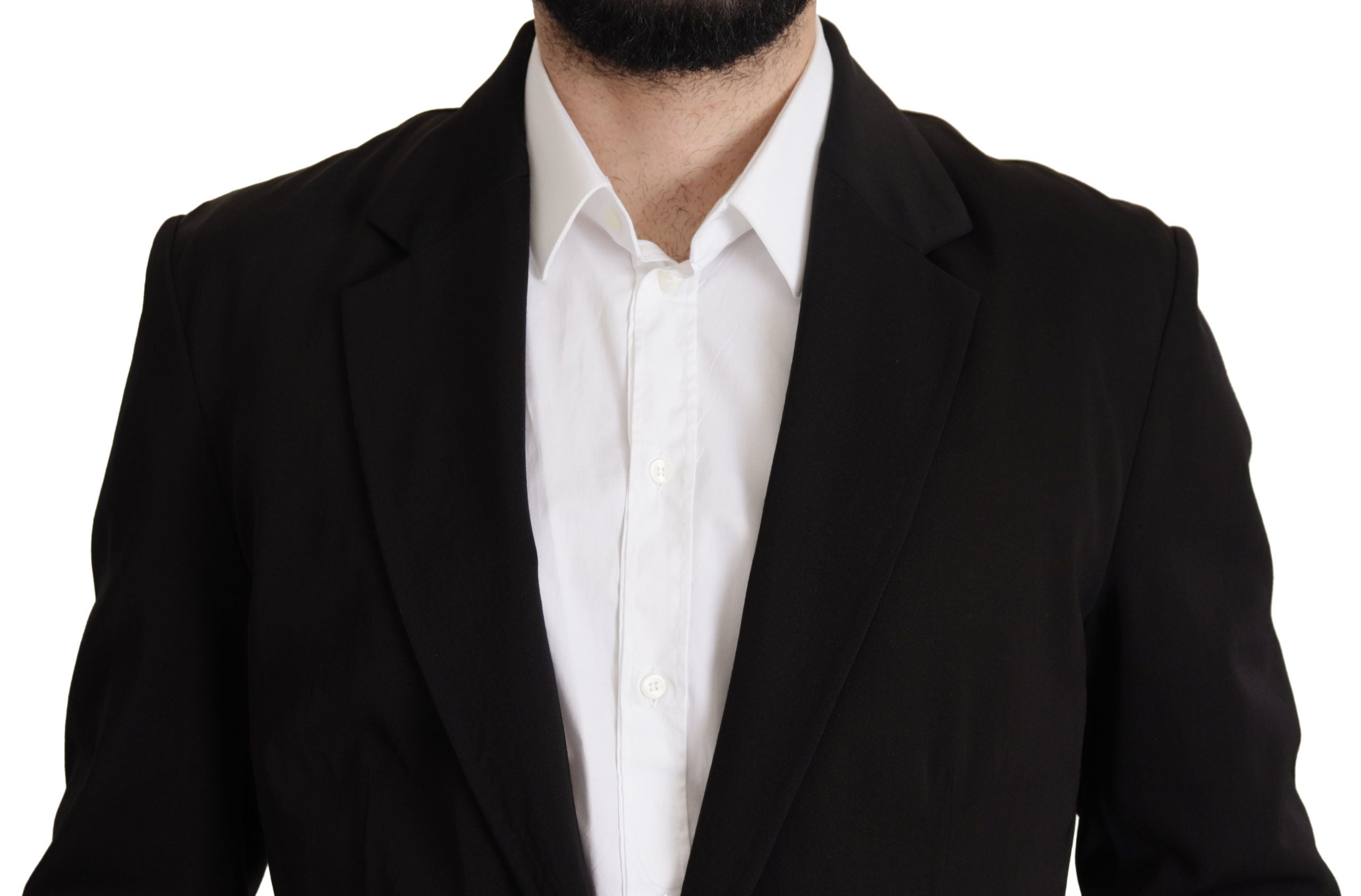 Black Wool Single Breasted Coat Blazer - ventzia