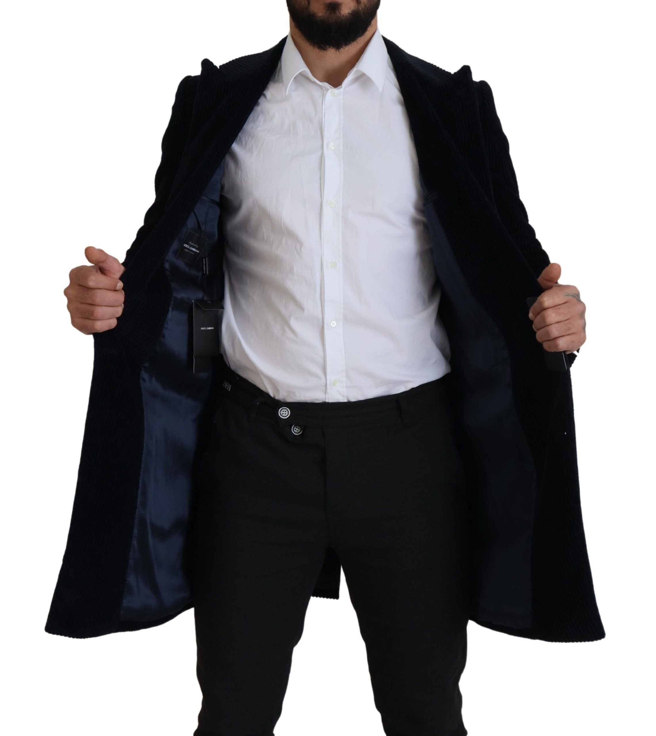 Black Cotton Cardigan Long Coat Men Jacket - ventzia