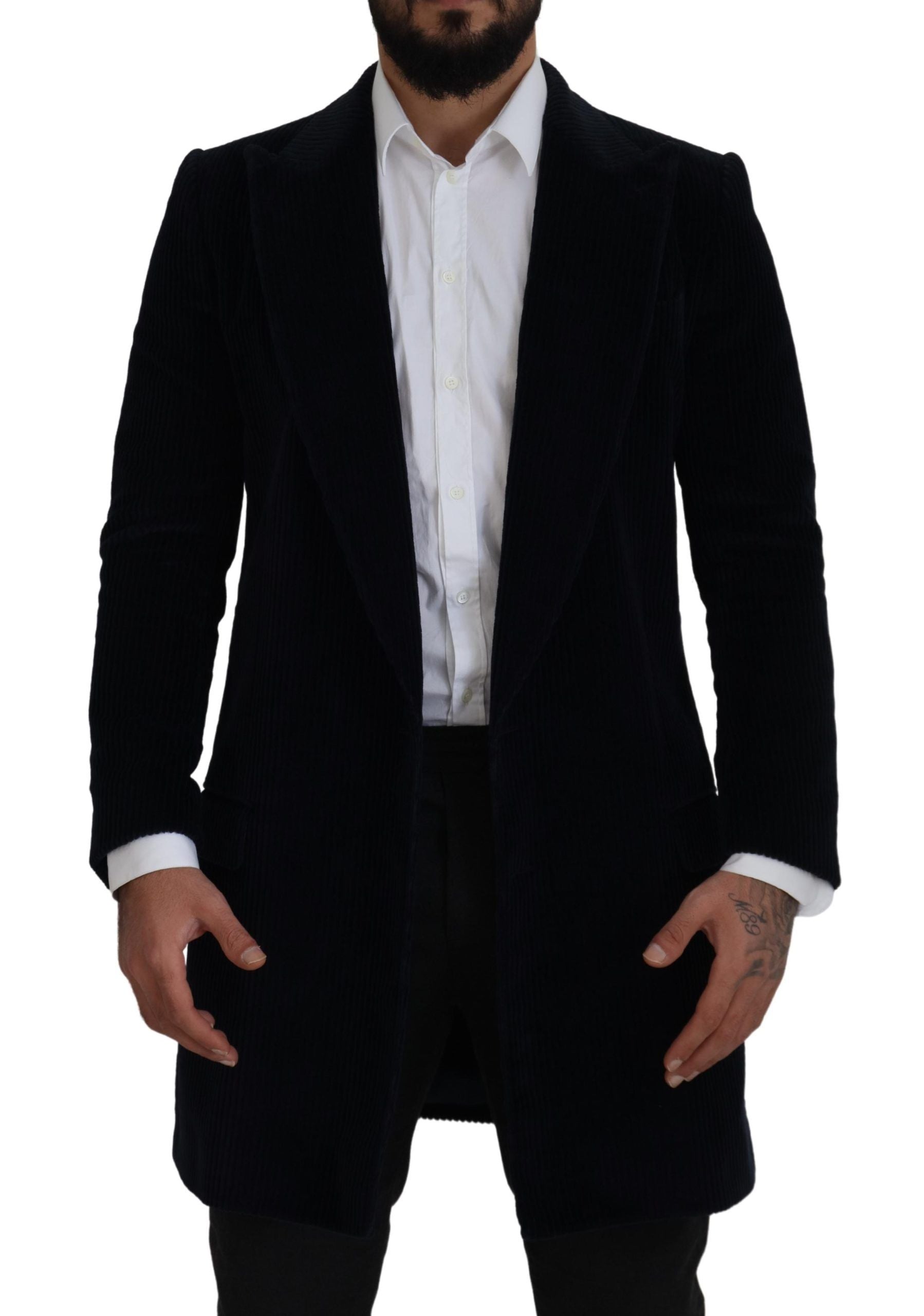 Black Cotton Cardigan Long Coat Men Jacket - ventzia