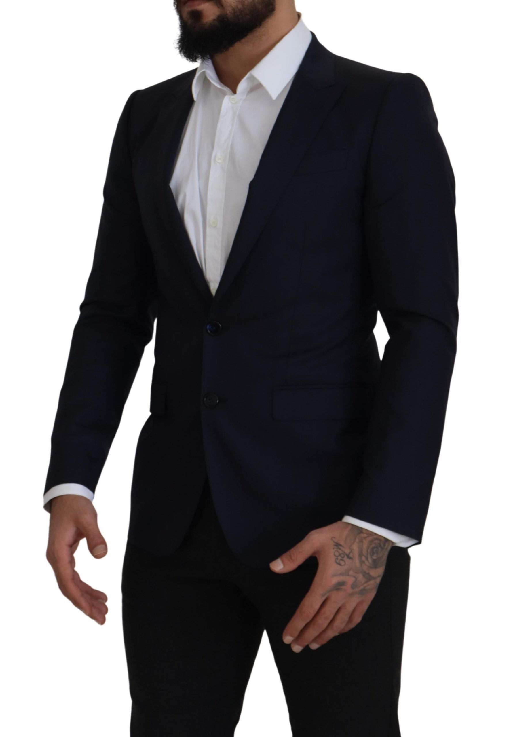 Blue Wool Single Breasted Coat Blazer - ventzia