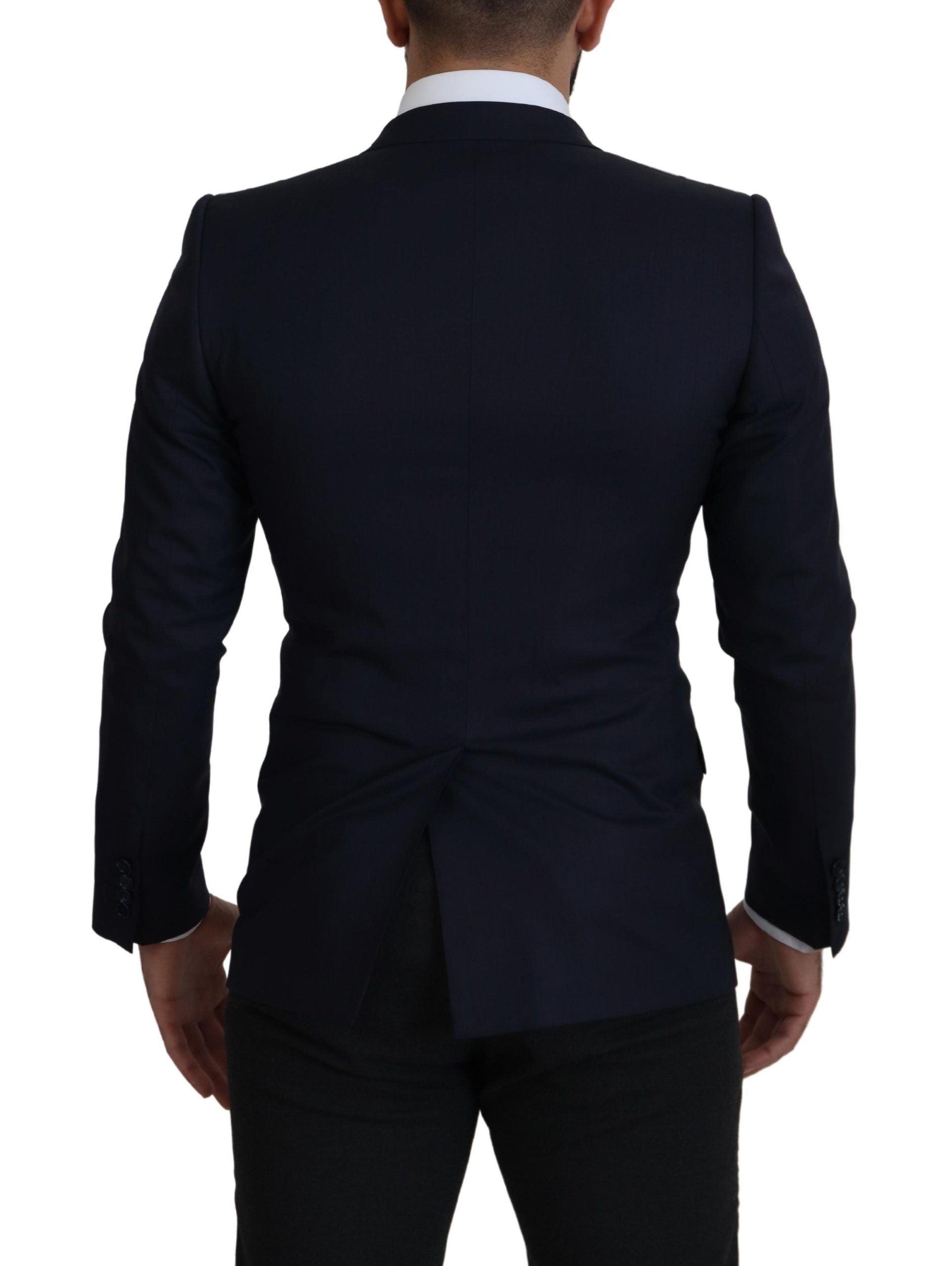 Blue Wool Single Breasted Coat Blazer - ventzia