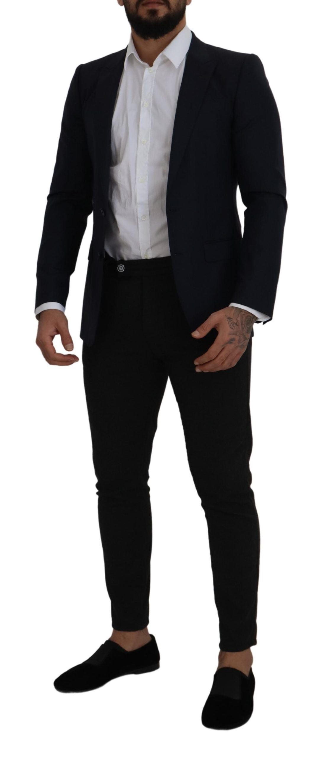 Blue Wool Single Breasted Coat Blazer - ventzia
