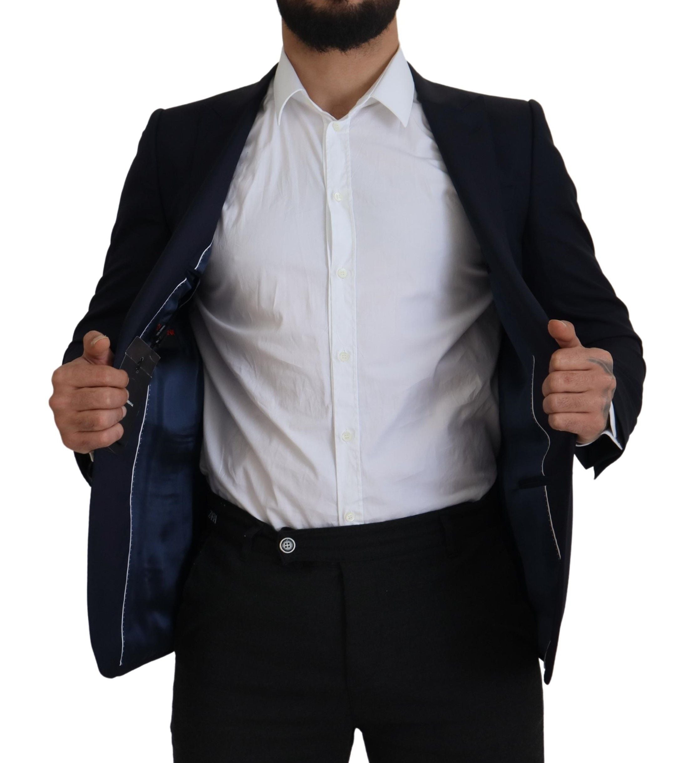 Blue Wool Single Breasted Coat Blazer - ventzia