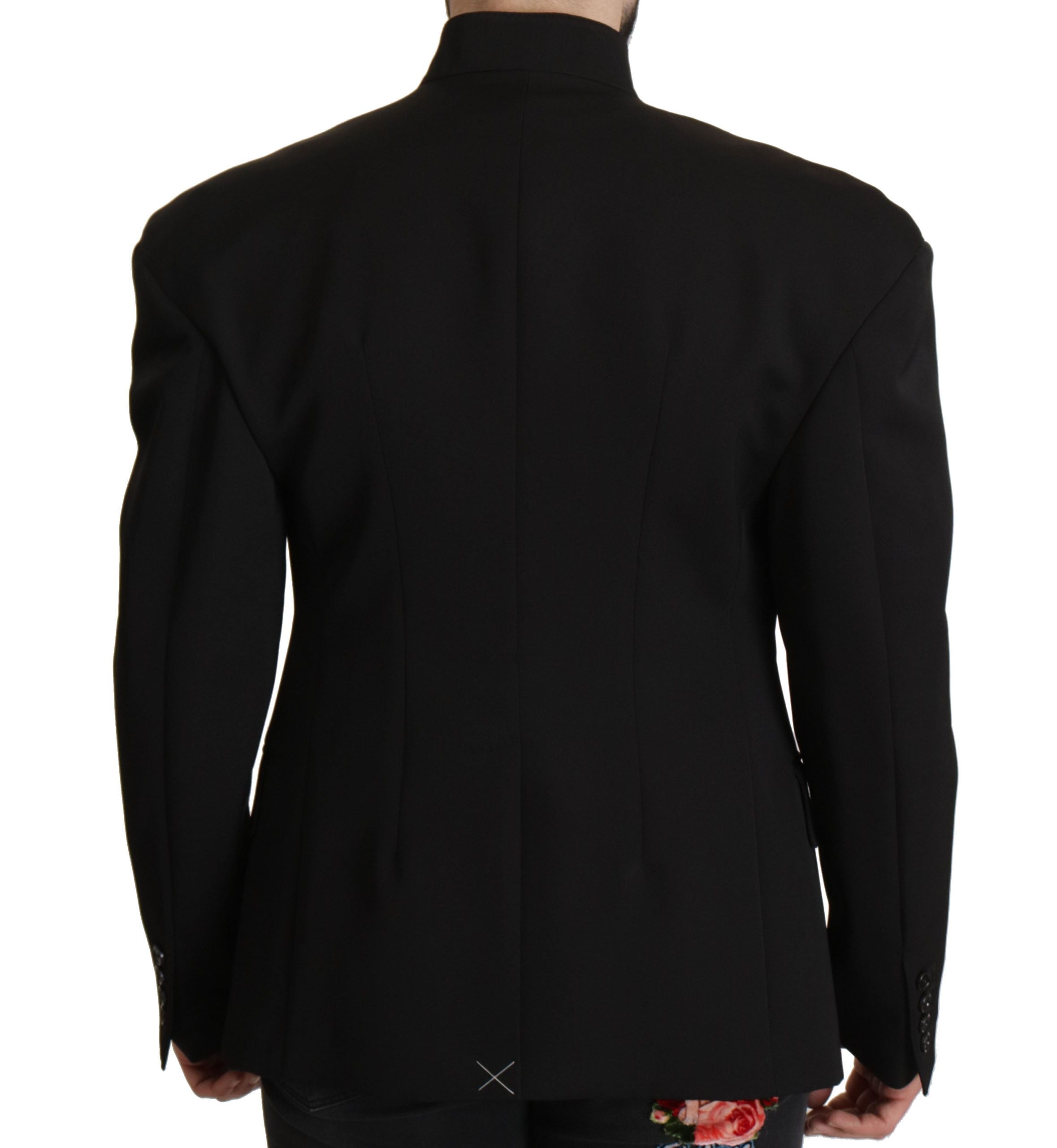 Black Wool Single Breasted Jacket Blazer - ventzia