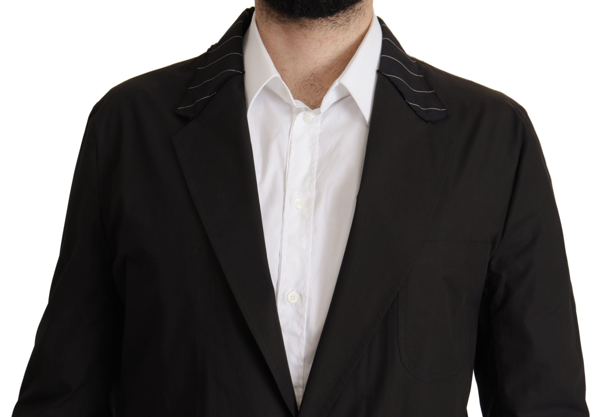 Black Cotton Single Breasted Blazer Jacket - ventzia