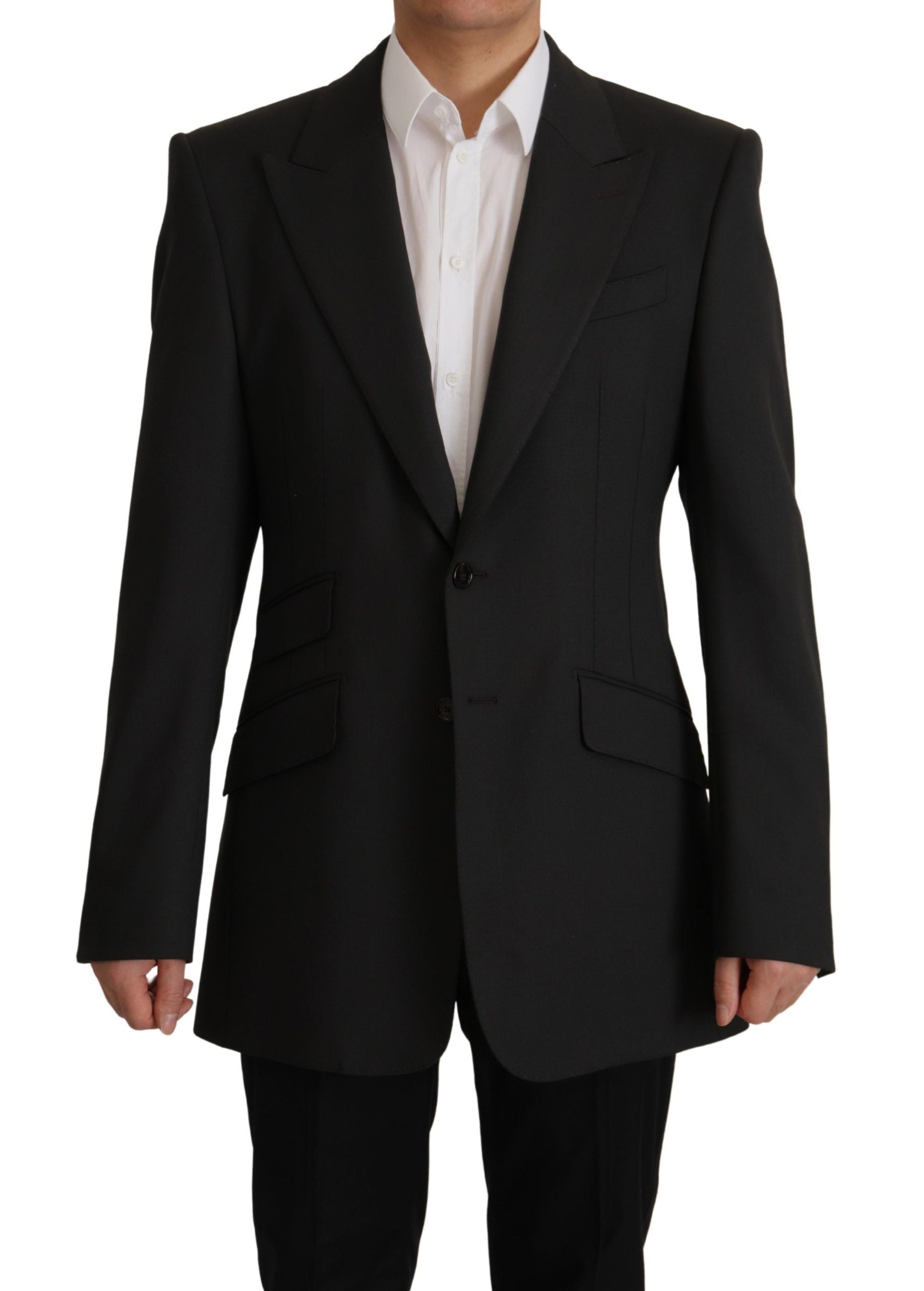 Black Wool Single Breasted Blazer v - ventzia