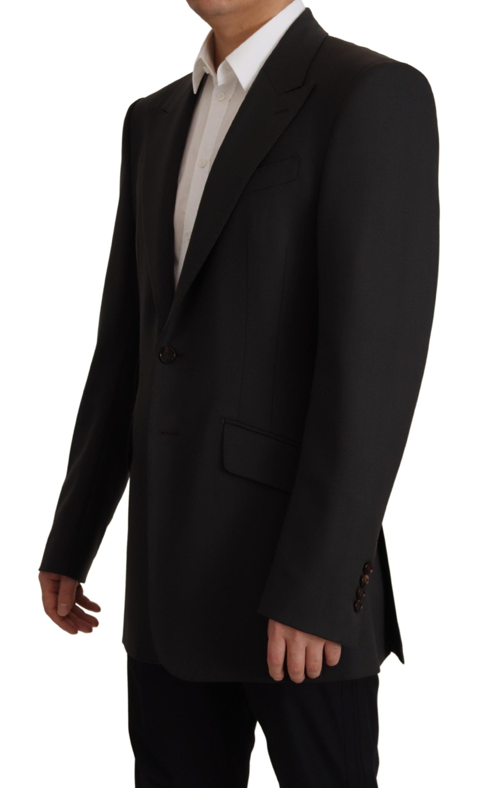 Black Wool Single Breasted Blazer v - ventzia