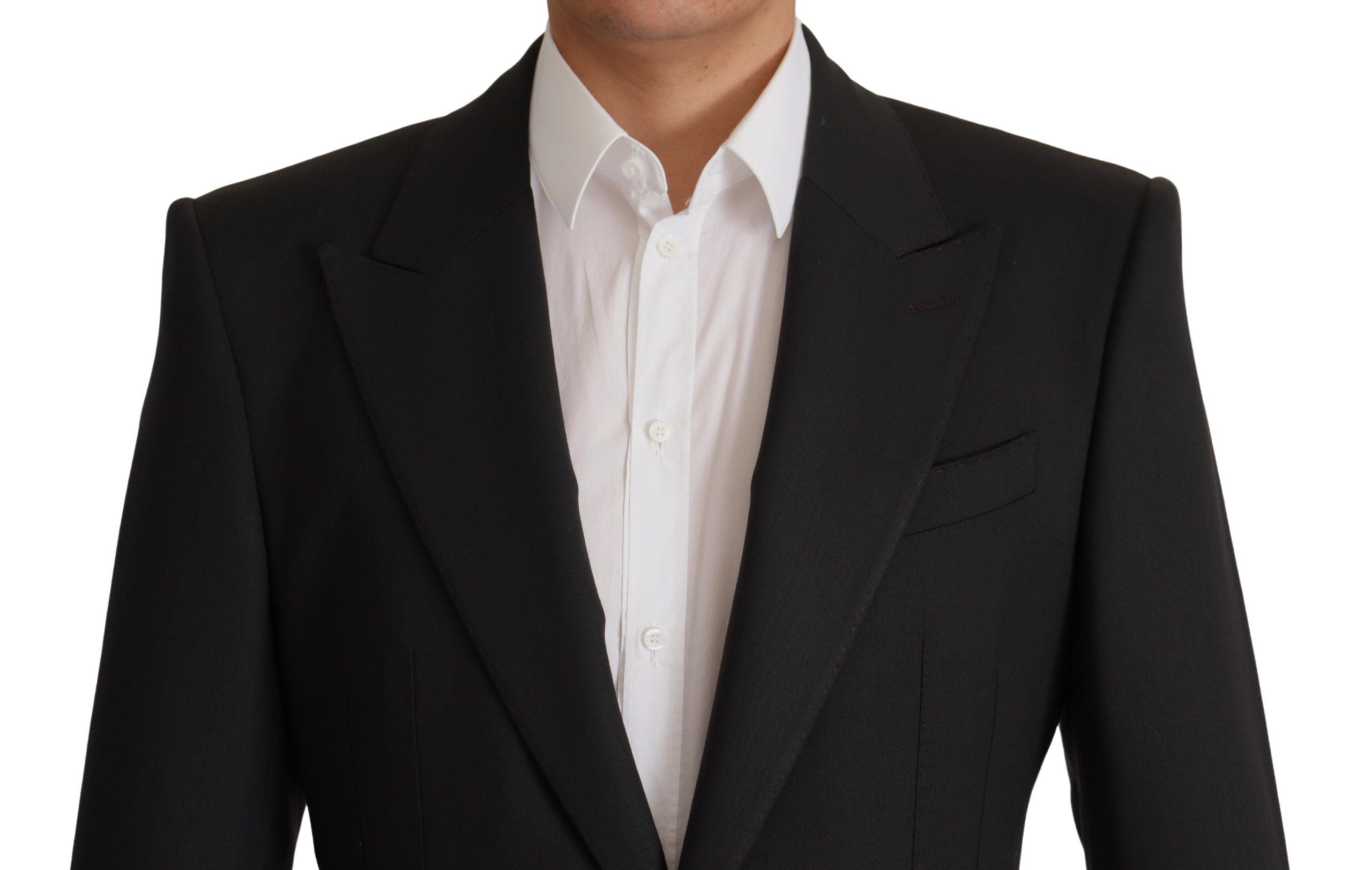 Black Wool Single Breasted Blazer v - ventzia