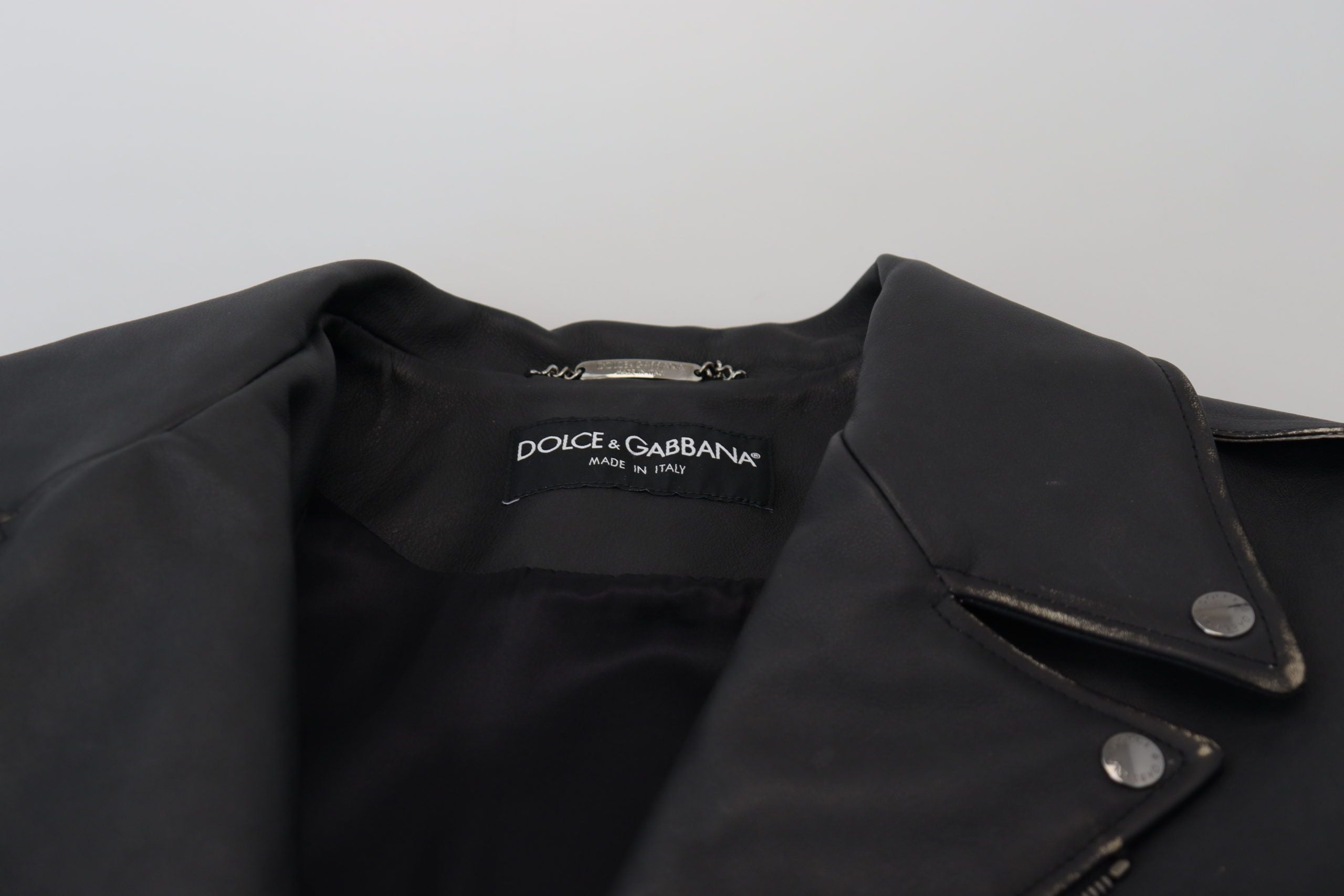Black Leather Biker Coat Zipper Jacket - ventzia