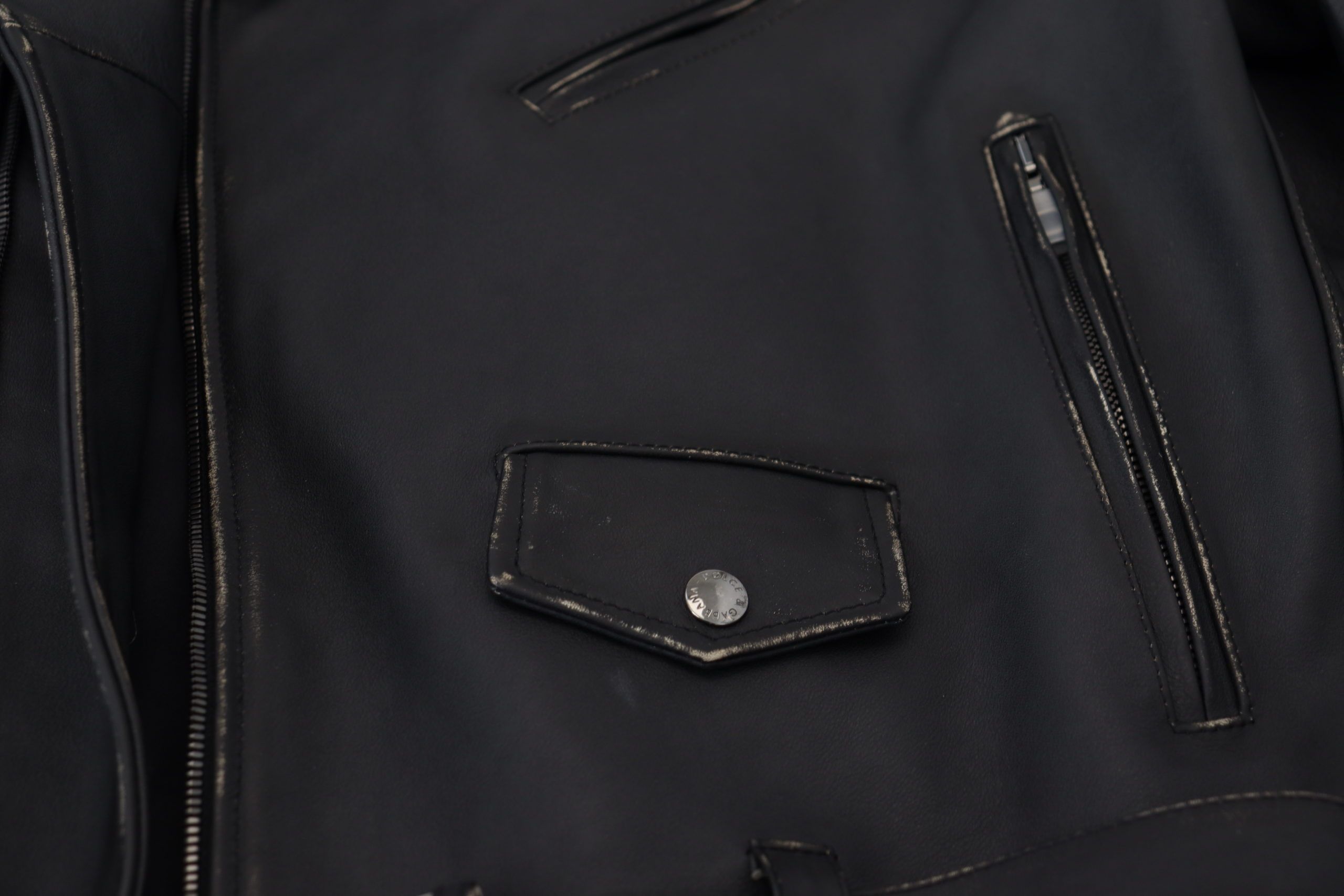 Black Leather Biker Coat Zipper Jacket - ventzia
