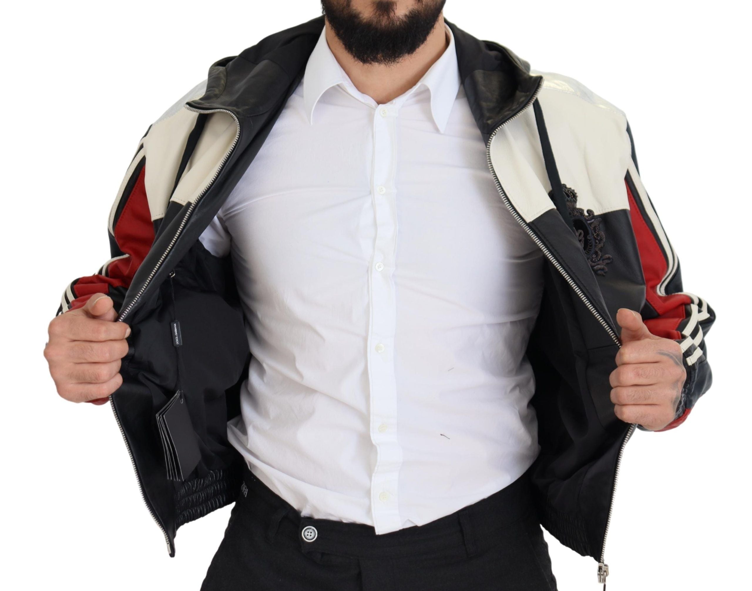 Black Leather Hooded Blouson Coat Jacket - ventzia