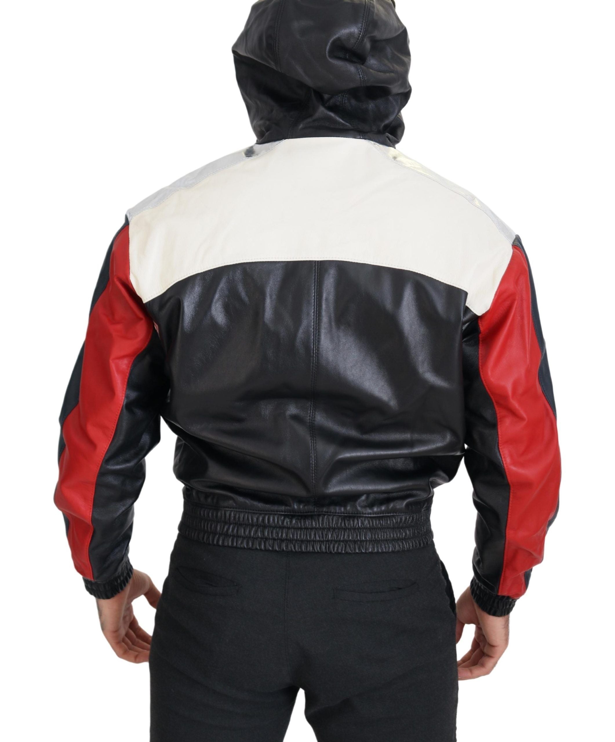 Black Leather Hooded Blouson Coat Jacket - ventzia