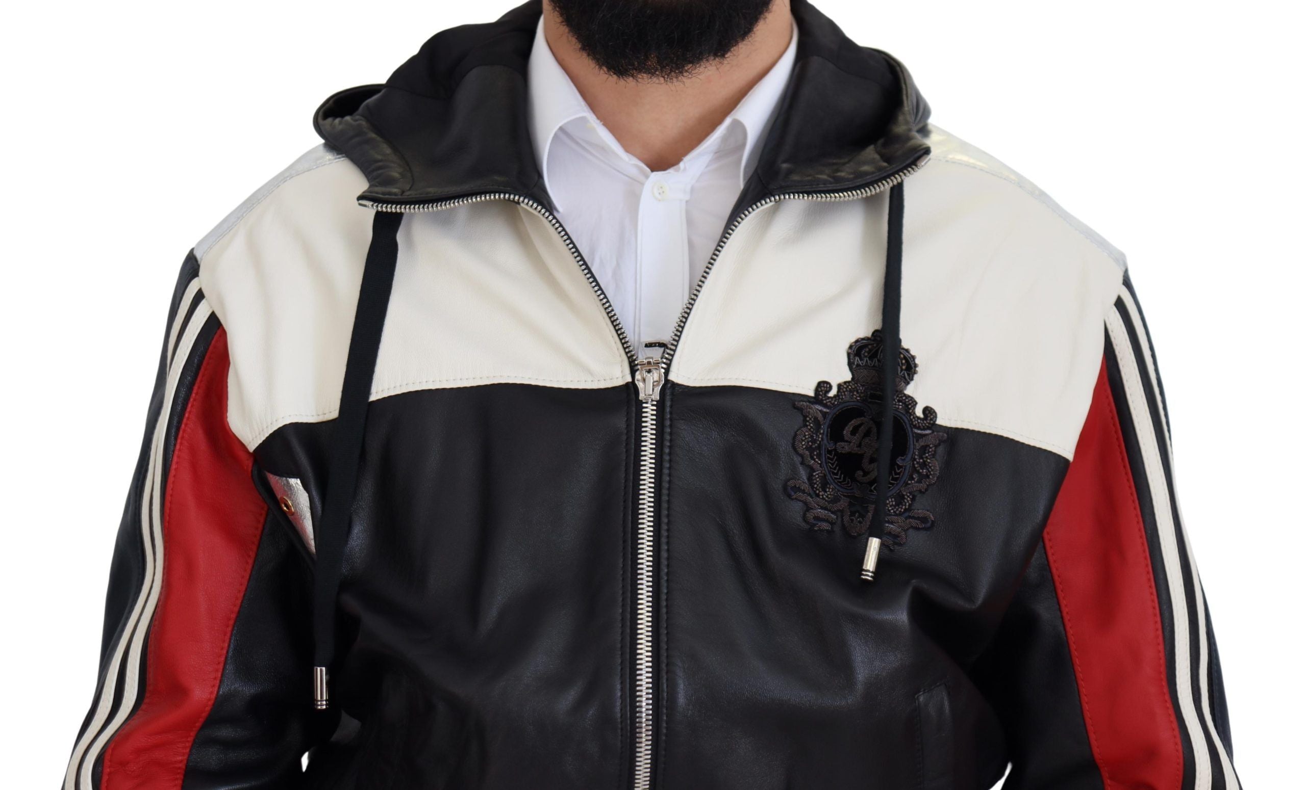Black Leather Hooded Blouson Coat Jacket - ventzia