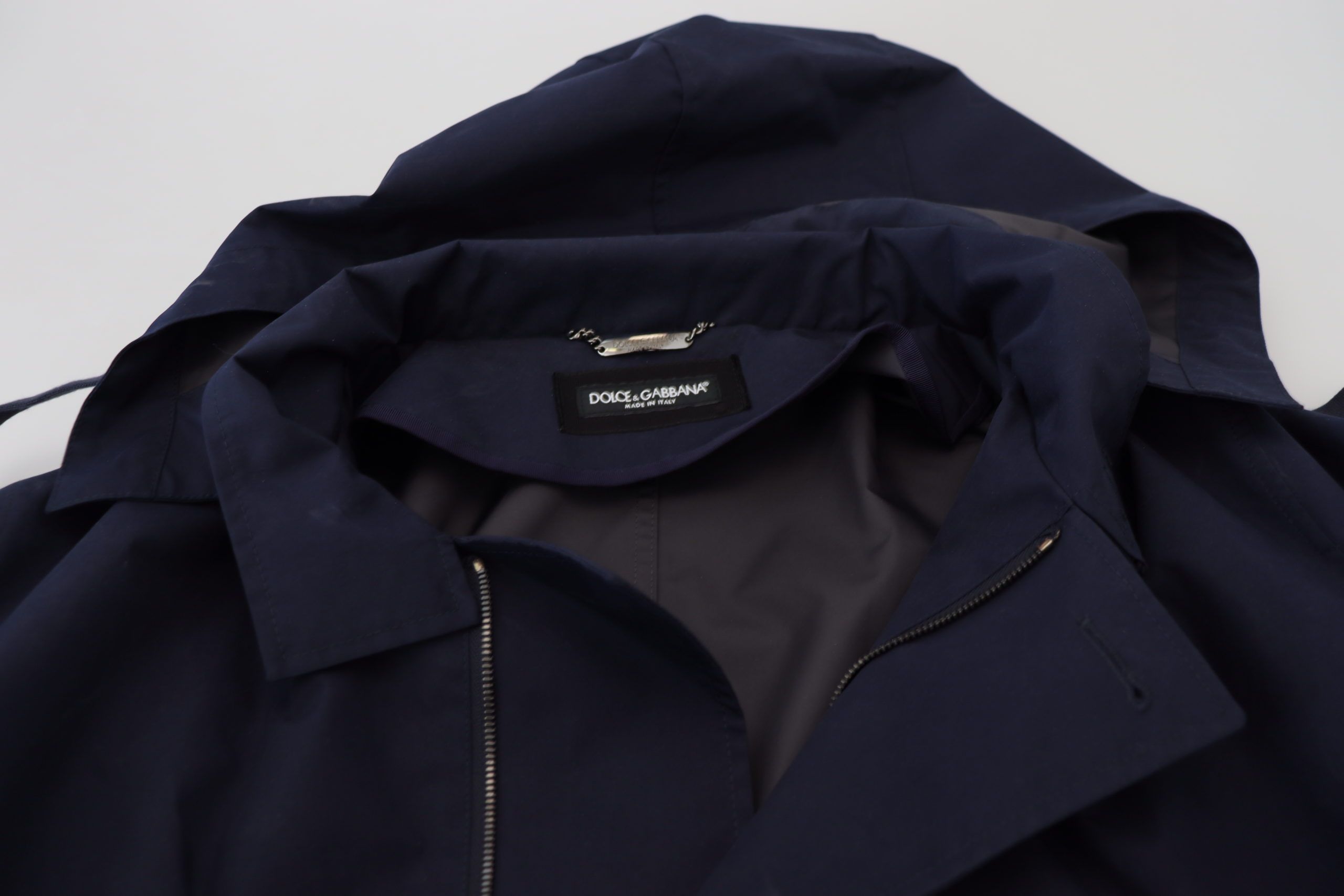 Blue Hooded Double Breasted Coat Jacket - ventzia