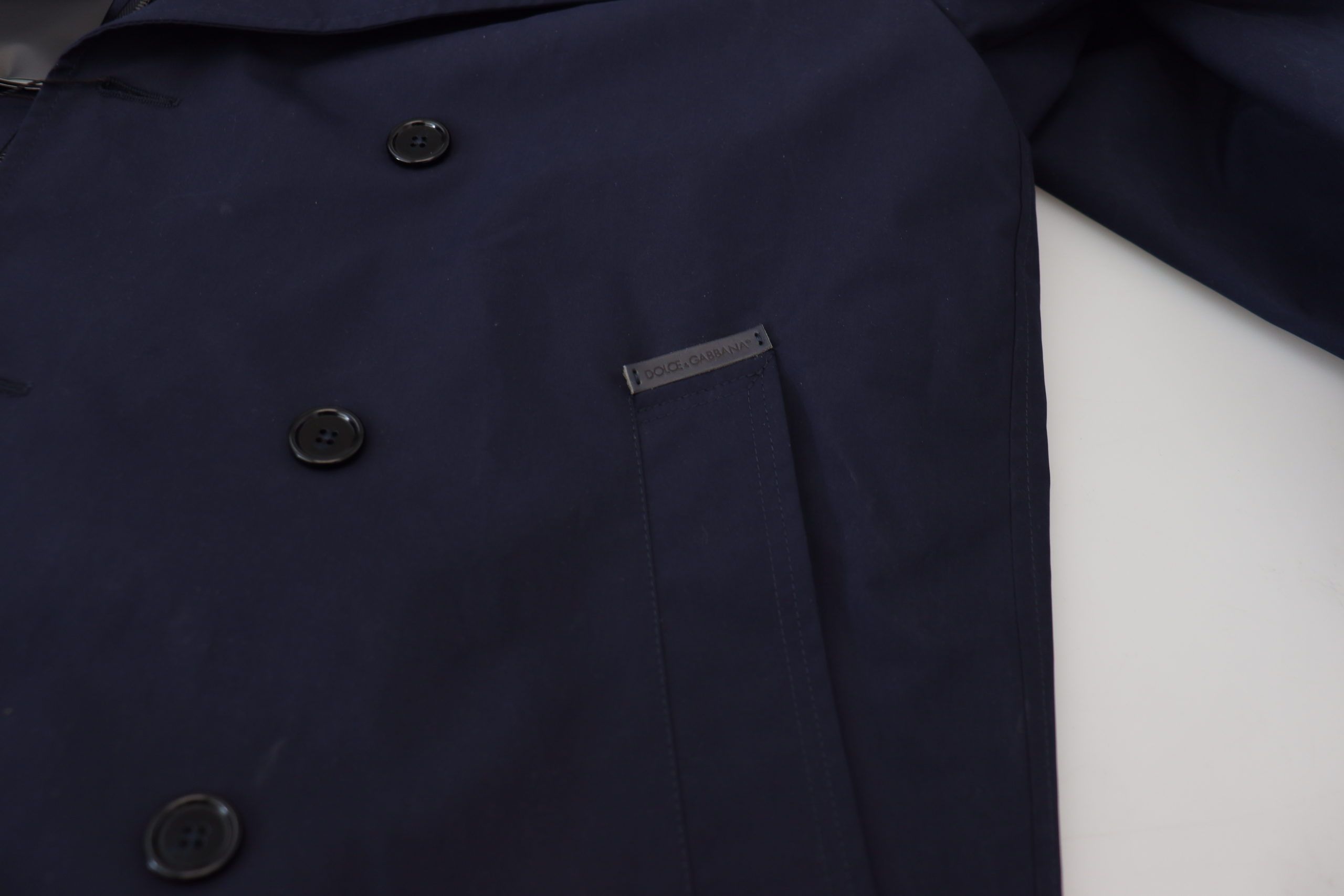 Blue Hooded Double Breasted Coat Jacket - ventzia