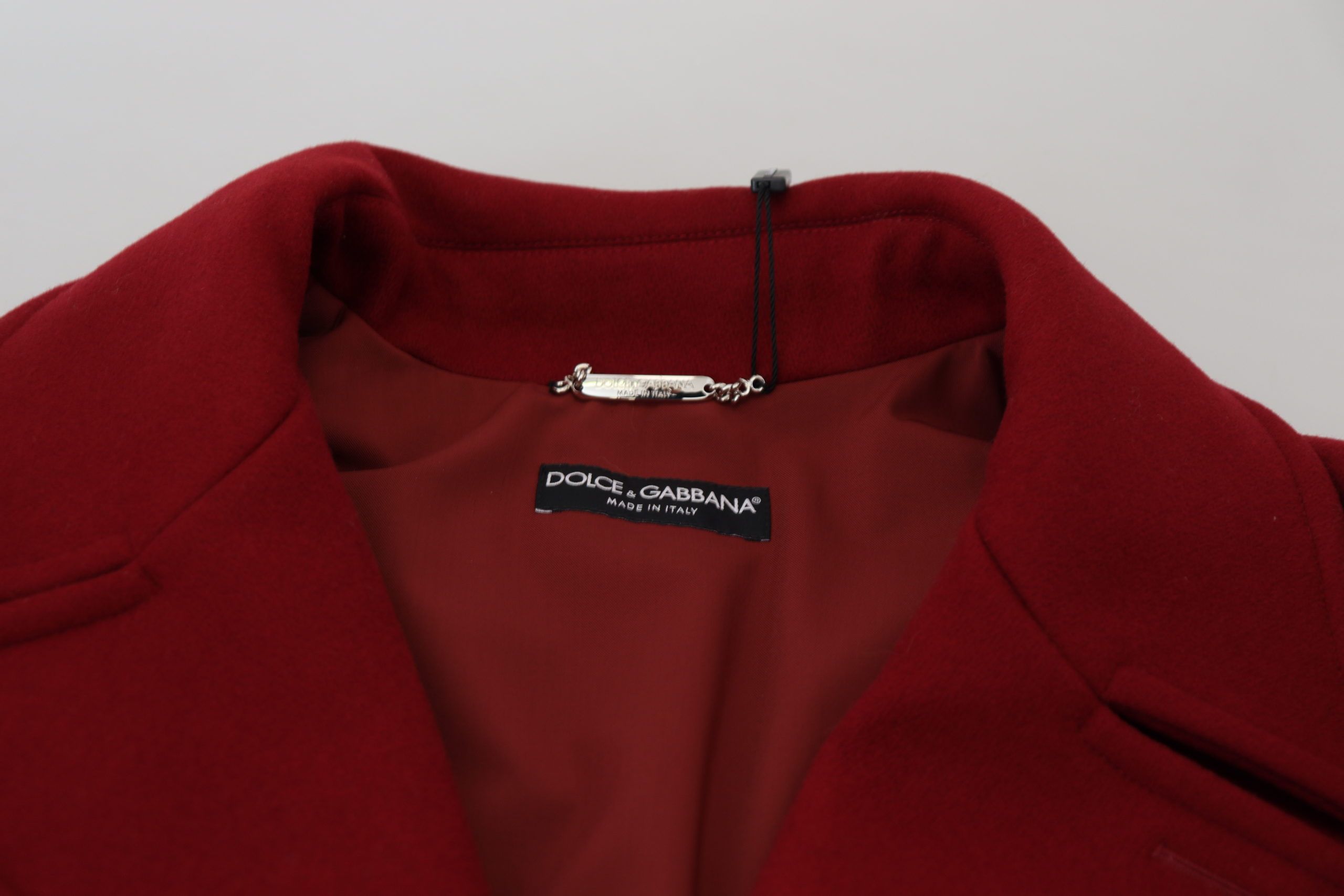 Red Wool Double Breasted Coat Jacket - ventzia