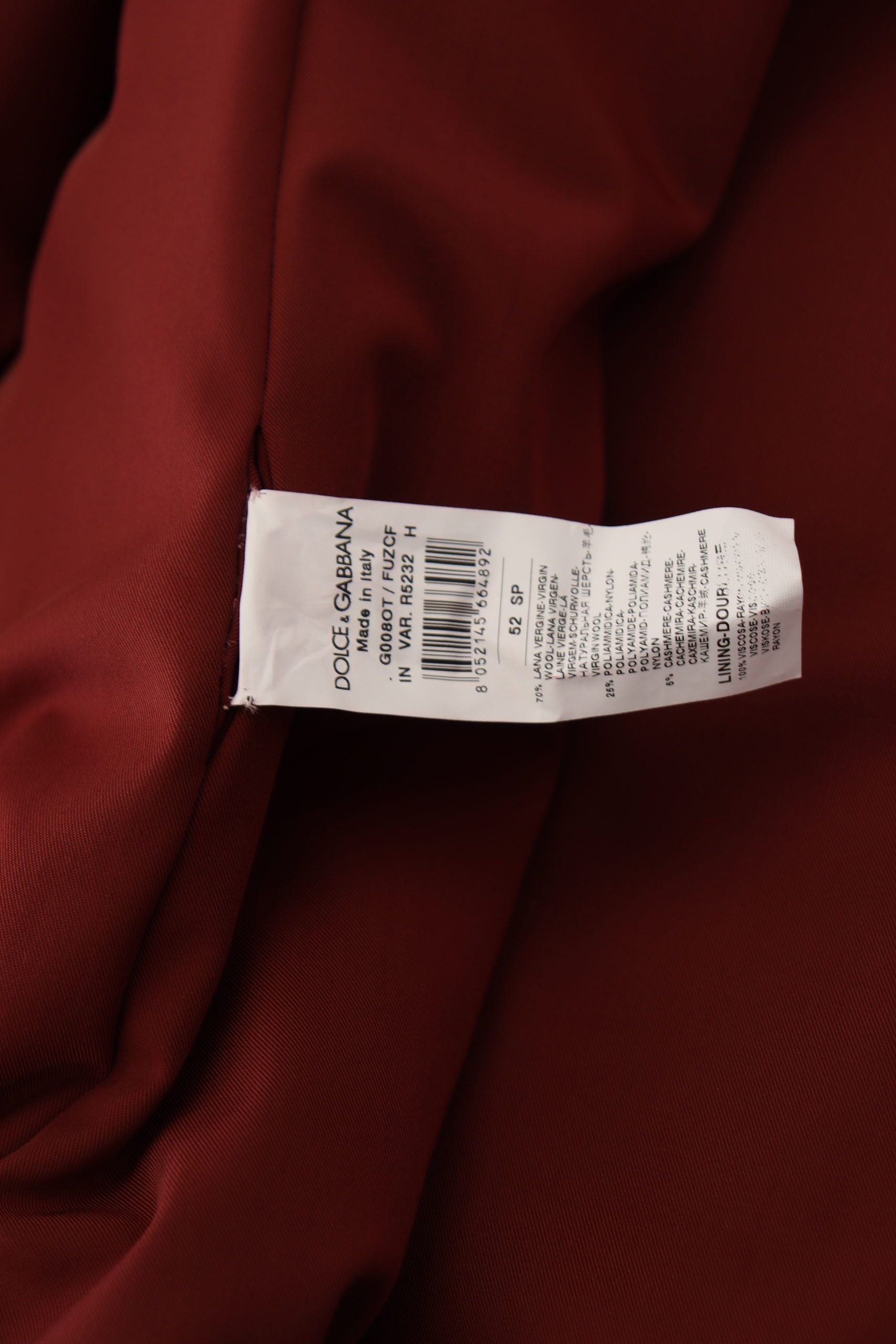 Red Wool Double Breasted Coat Jacket - ventzia