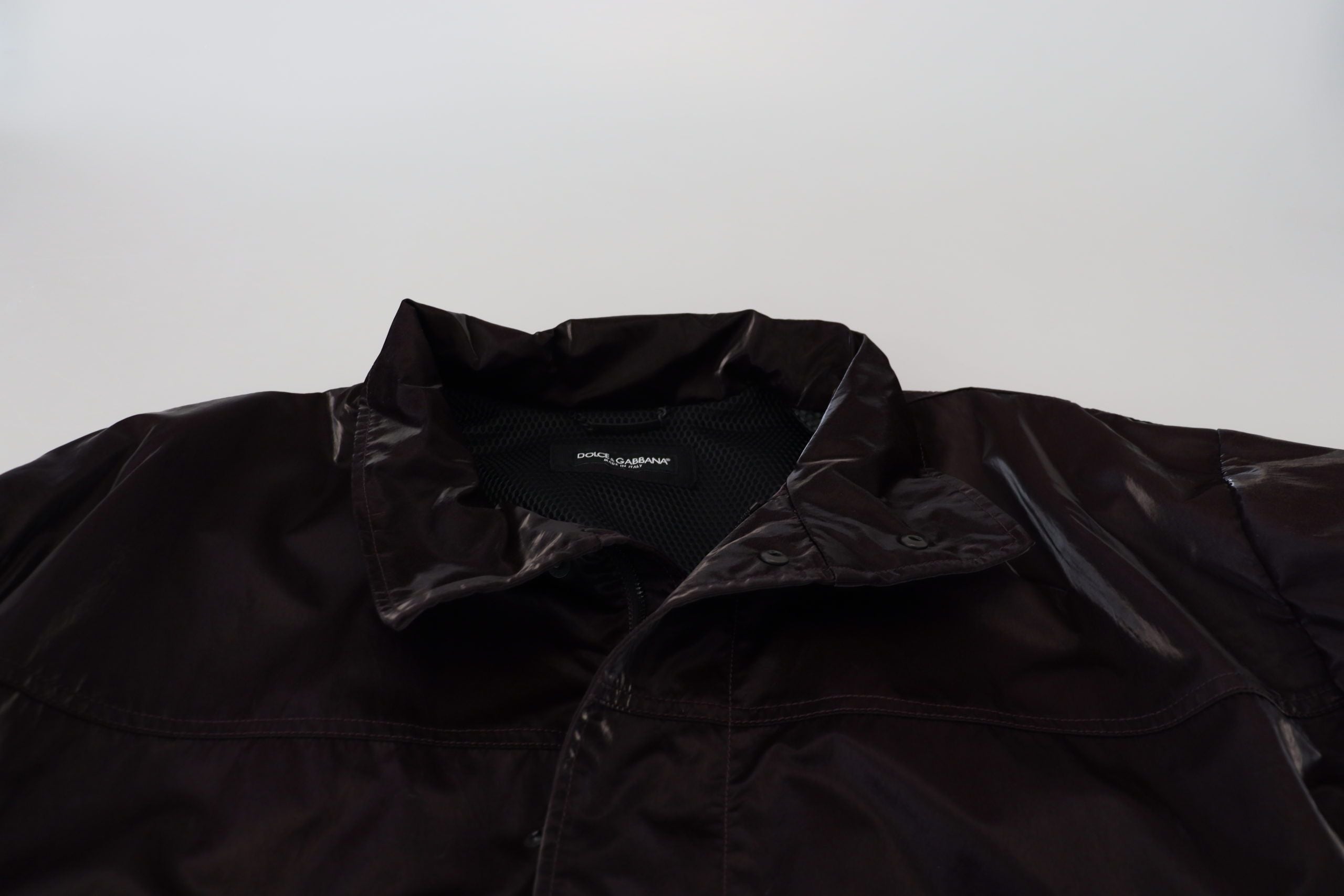 Bordeaux Nylon Collared Men Coat Jacket - ventzia