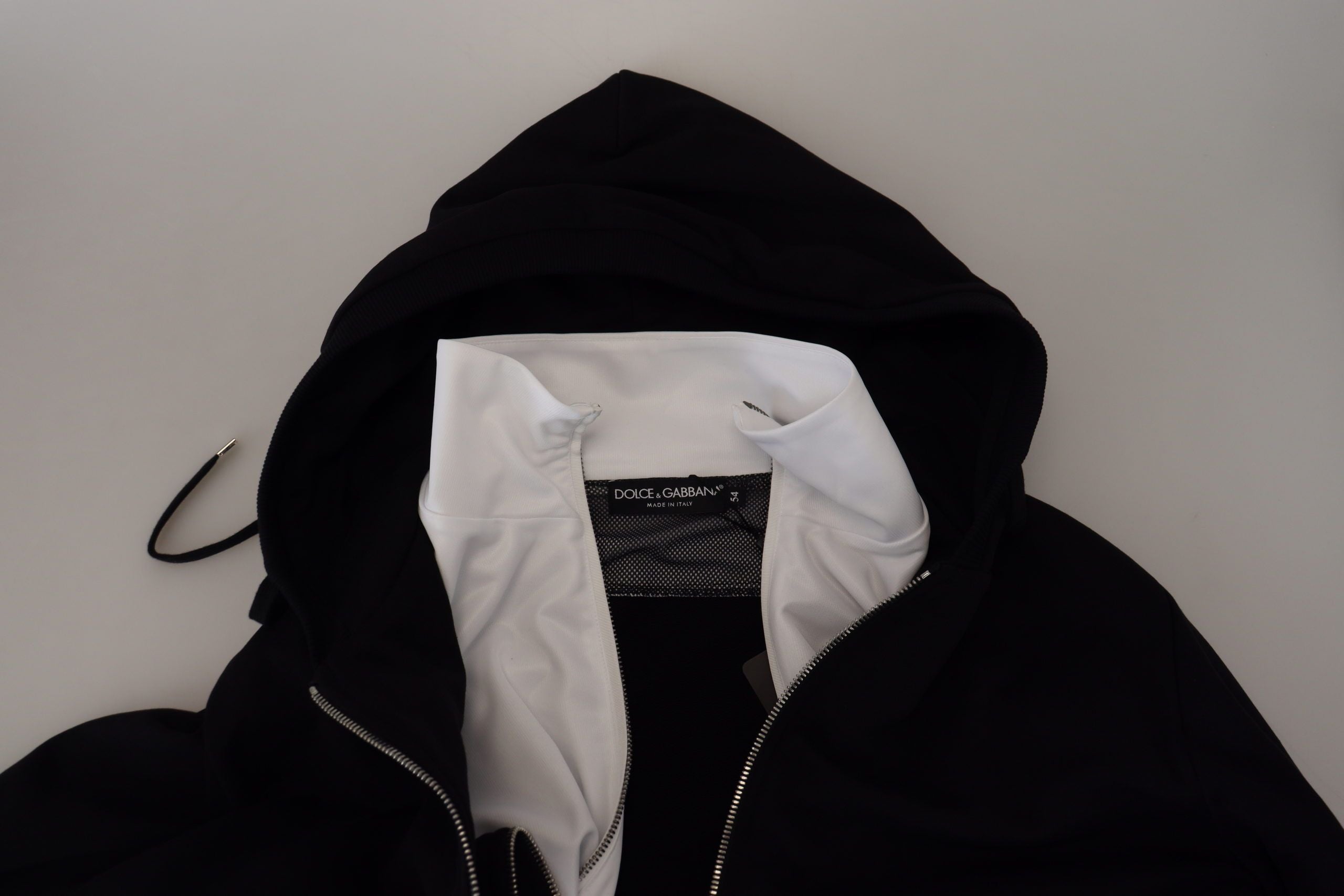 Black Polyester Hooded Full Zip Jacket - ventzia
