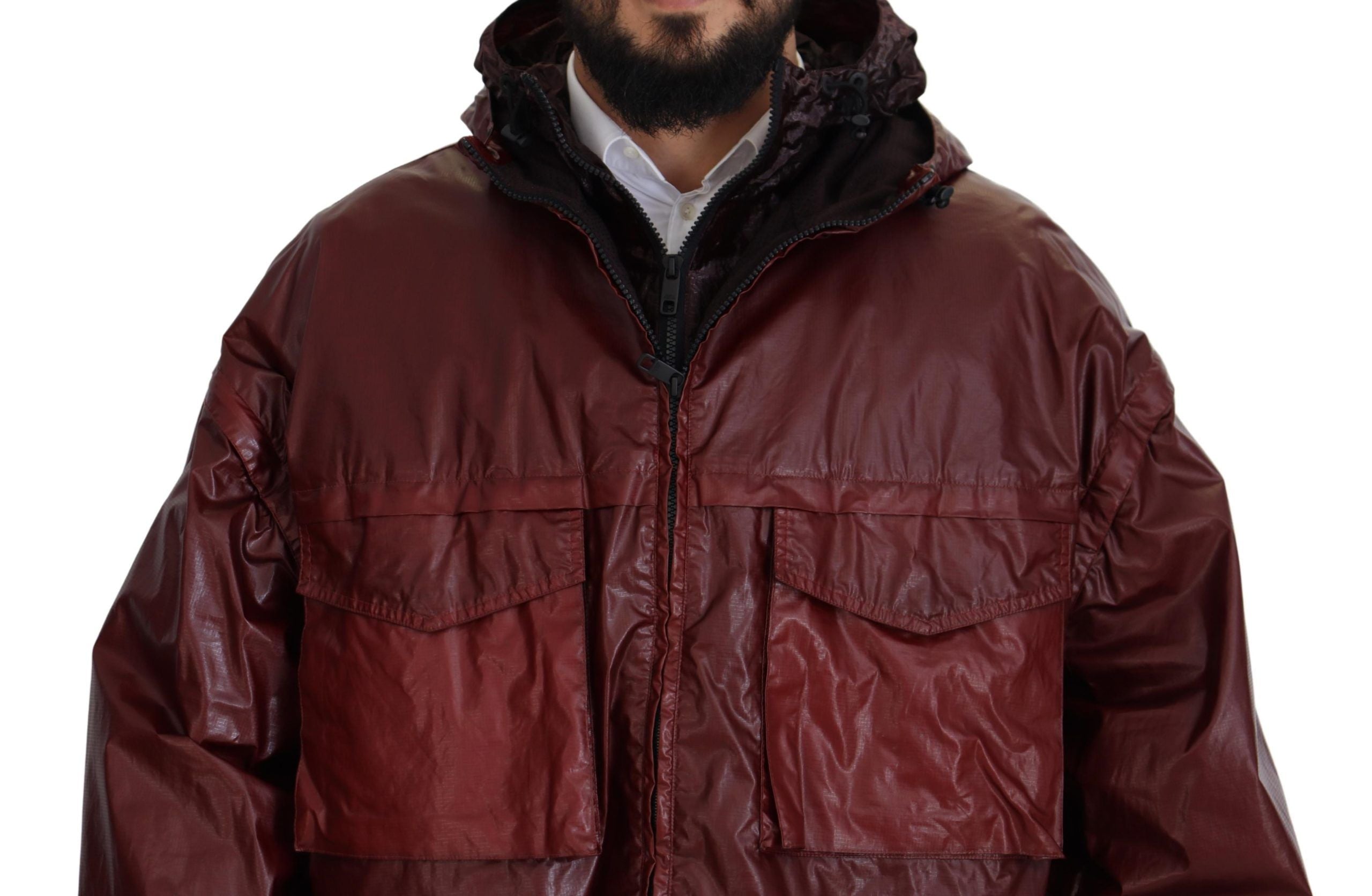 Bordeaux Cotton Hooded Full Zip Jacket - ventzia