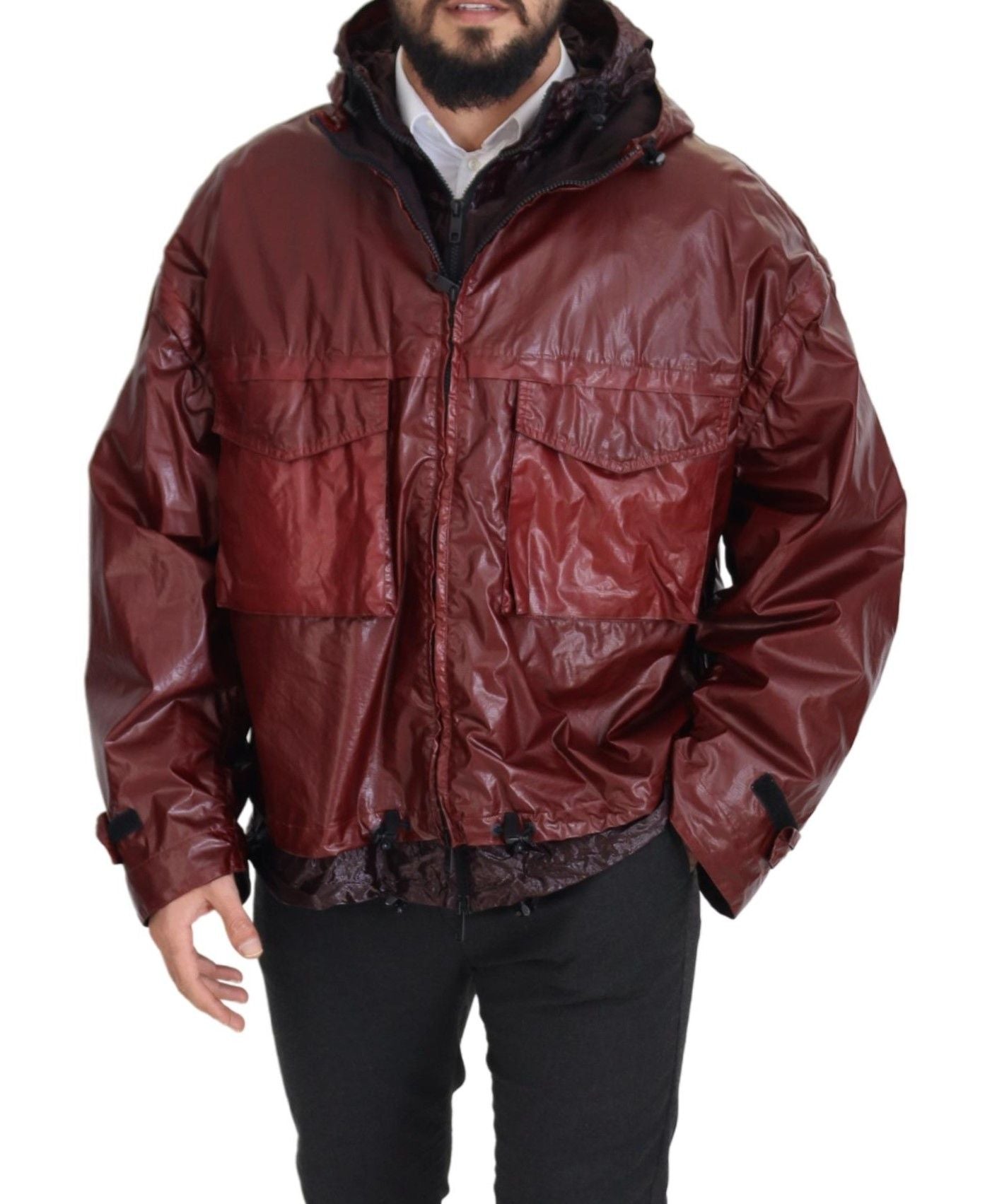 Bordeaux Cotton Hooded Full Zip Jacket - ventzia