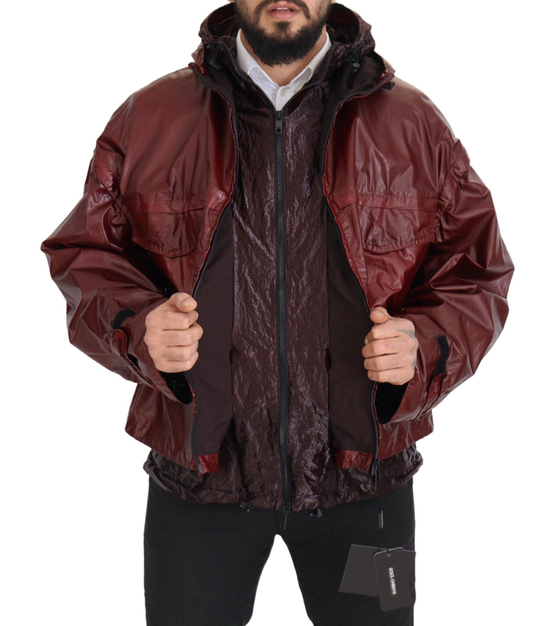 Bordeaux Cotton Hooded Full Zip Jacket - ventzia