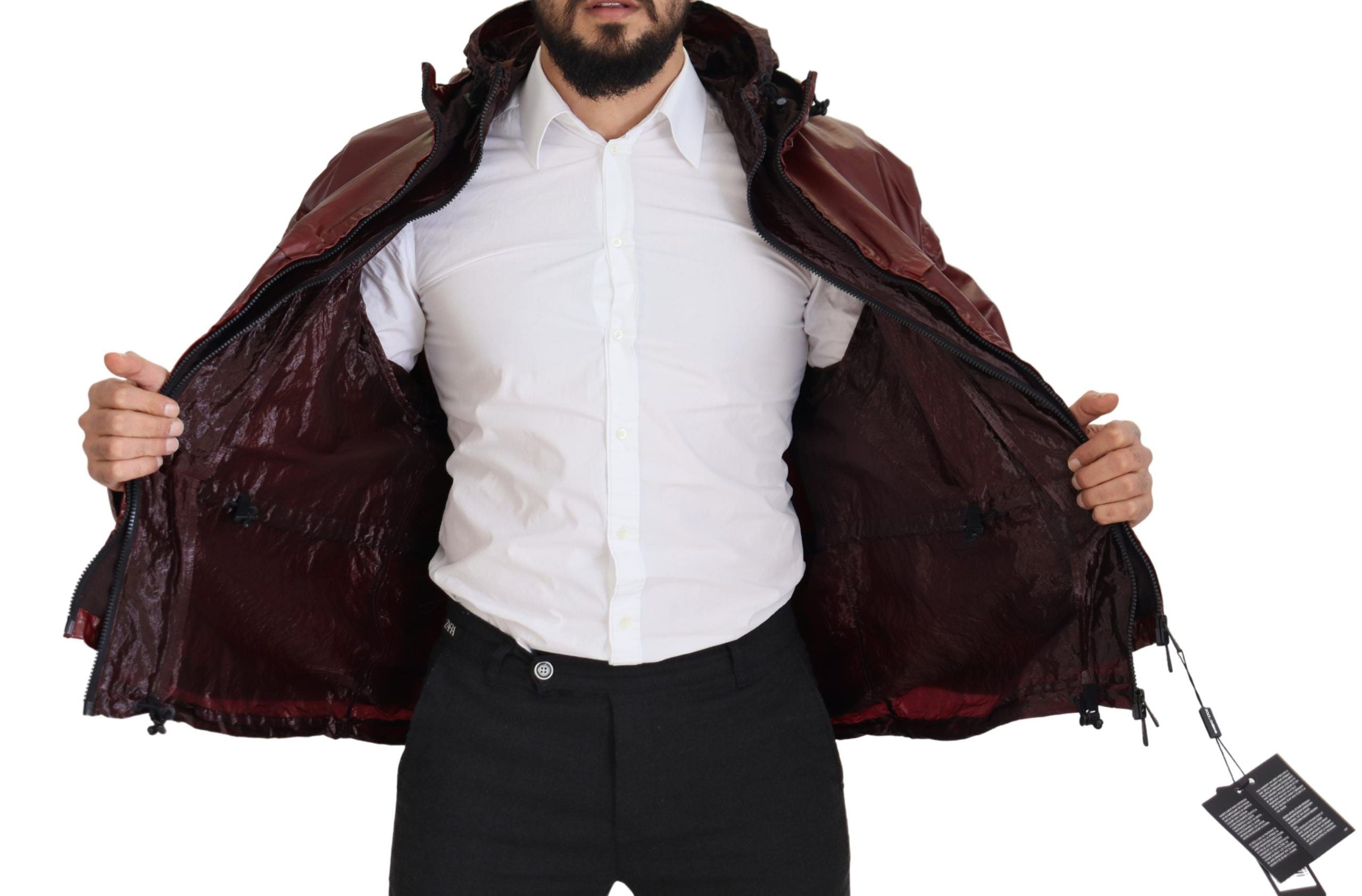 Bordeaux Cotton Hooded Full Zip Jacket - ventzia