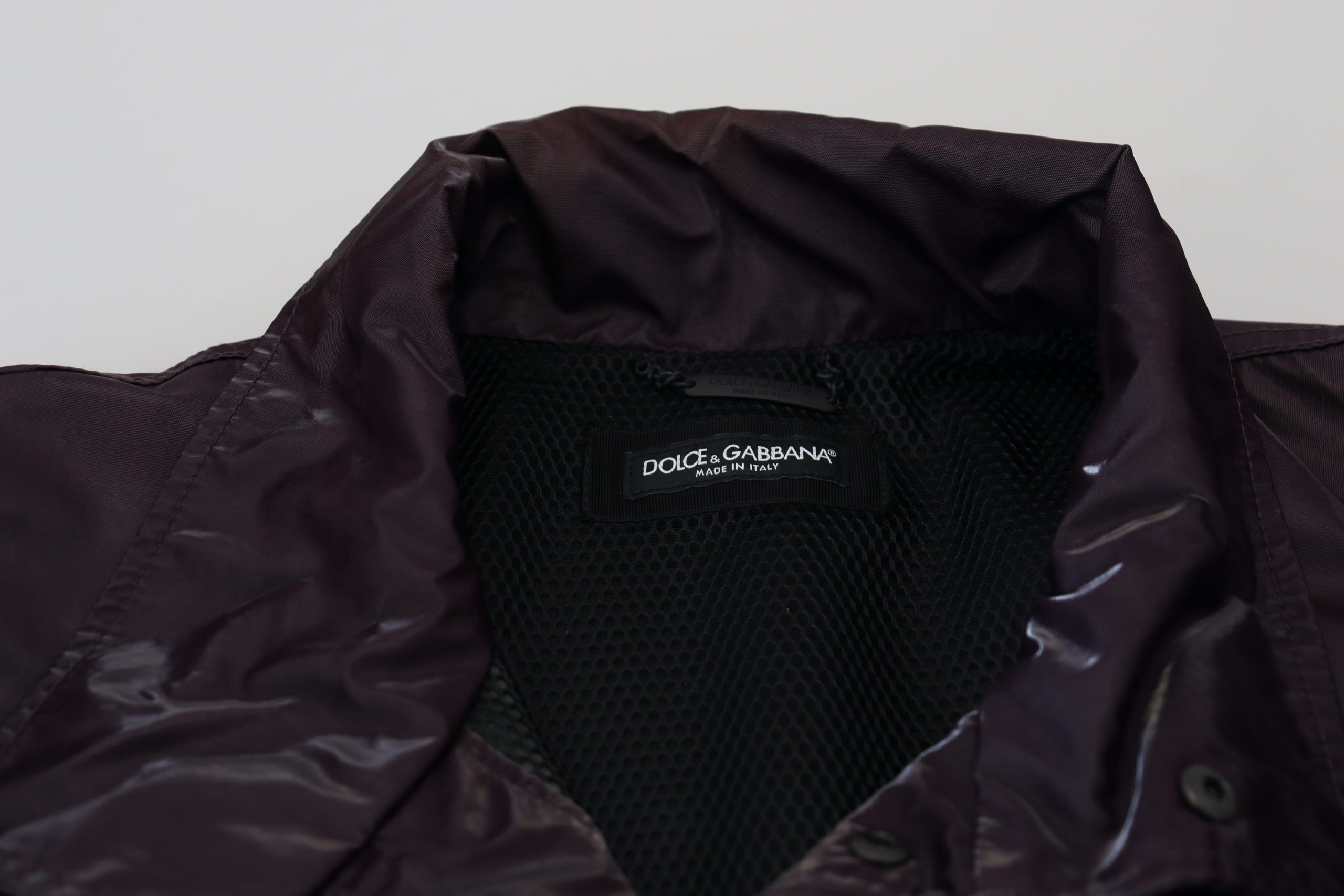 Purple Nylon Collared Biker Coat Jacket - ventzia